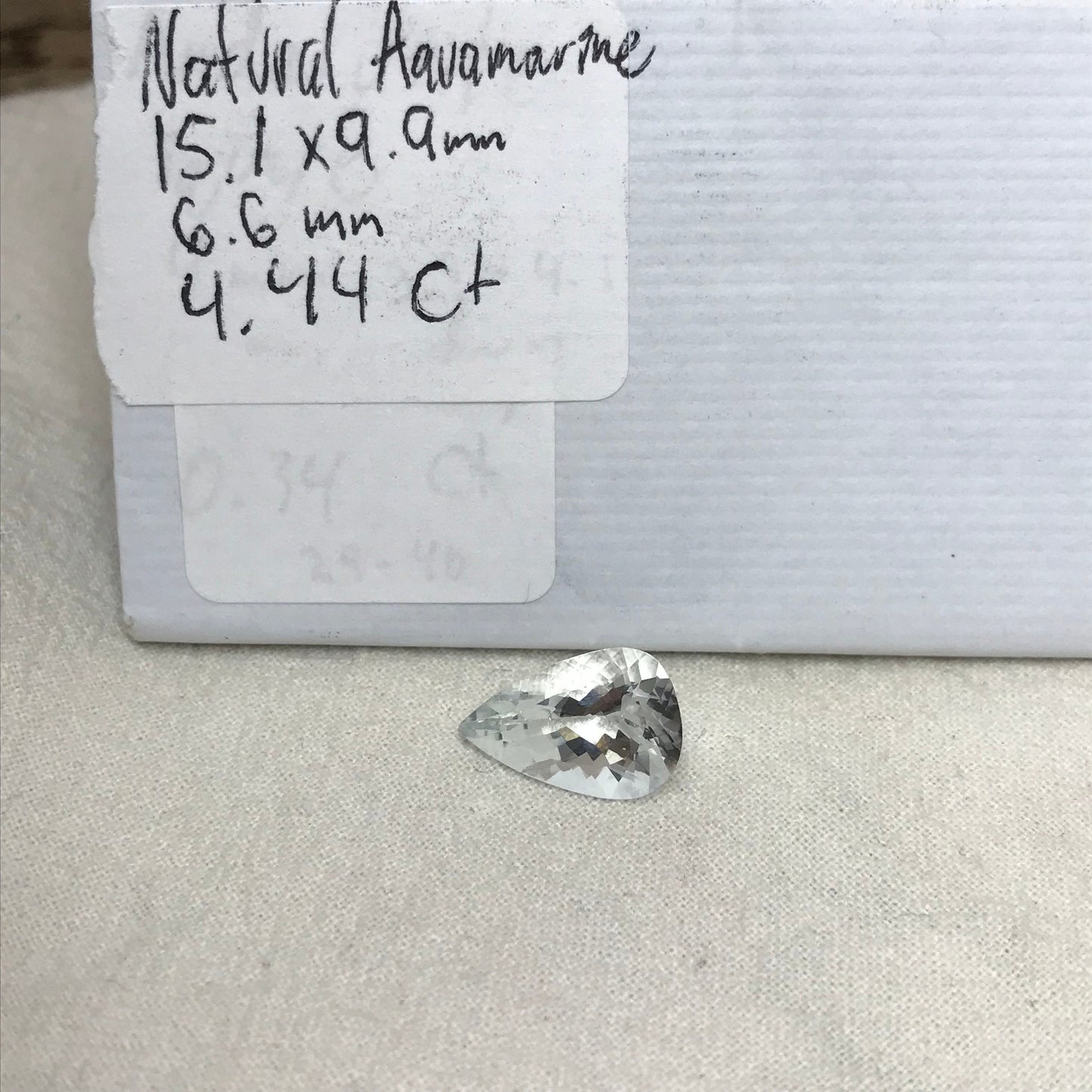 15x10mm Natural Aquamarine, 4.44 carat Light Blue Pear Cut Loose Faceted March Birthstone