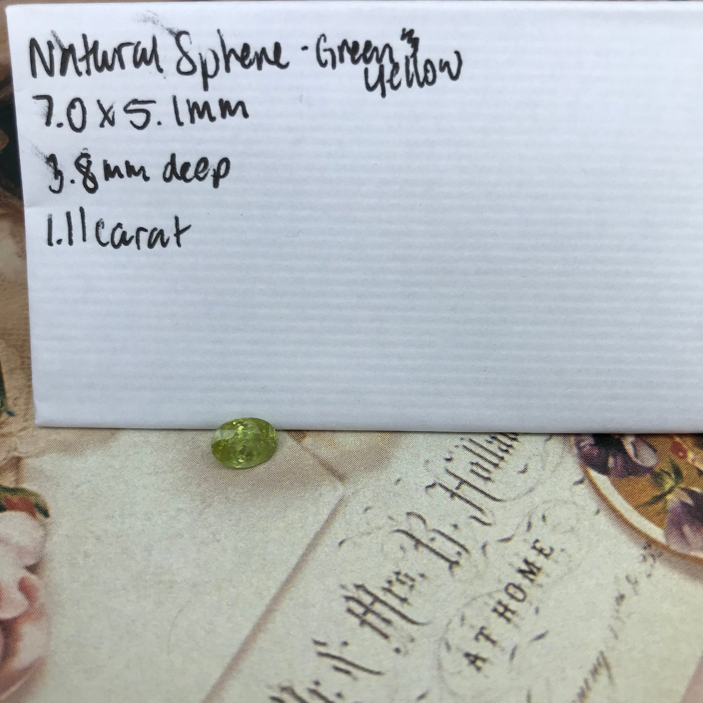 1.11 ct Yellowish Green Sphene 7x5mm Oval Cut, Natural Madagascar Sphene, Faceted Loose Titanite