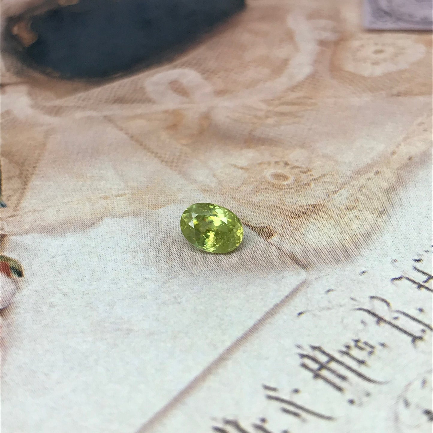 1.11 ct Yellowish Green Sphene 7x5mm Oval Cut, Natural Madagascar Sphene, Faceted Loose Titanite