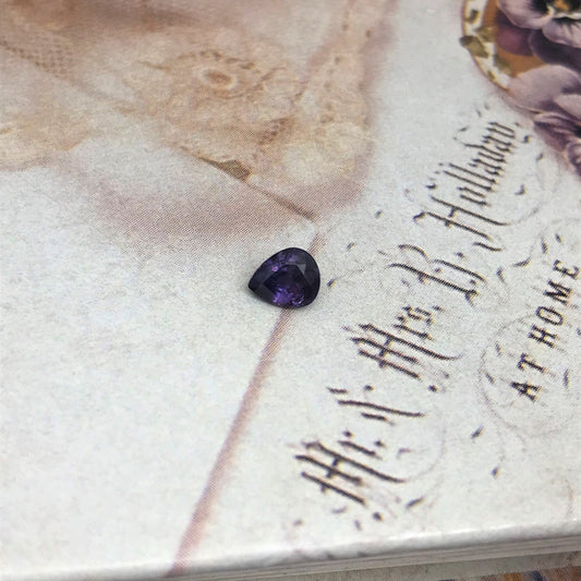 Natural Purple Sapphire 0.53 Carat 5.4x4.5mm Pear Tear Drop, Corundum Faceted Loose Unmounted Earth Mined Gemstone