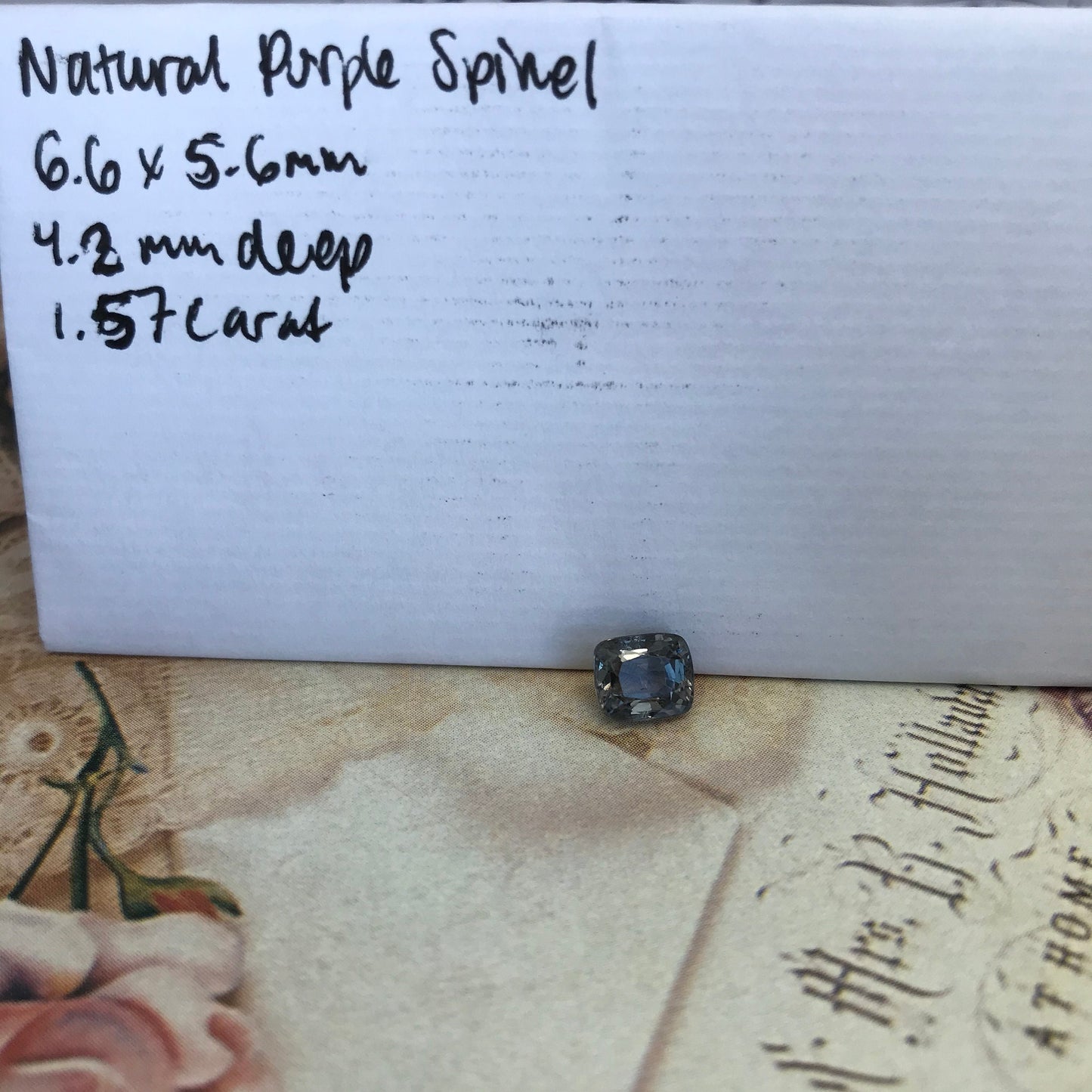 1.57 Ct Natural Purple Spinel 6.6x5.6mm Rectangle Cushion Cut Faceted Loose Gemstone, Grayish Purple Stone, Flowing Gems