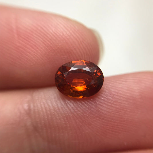 1.46 carat Natural Mandarin Spessartite Garnet, 7.5x6mm Reddish Orange Faceted Garnet