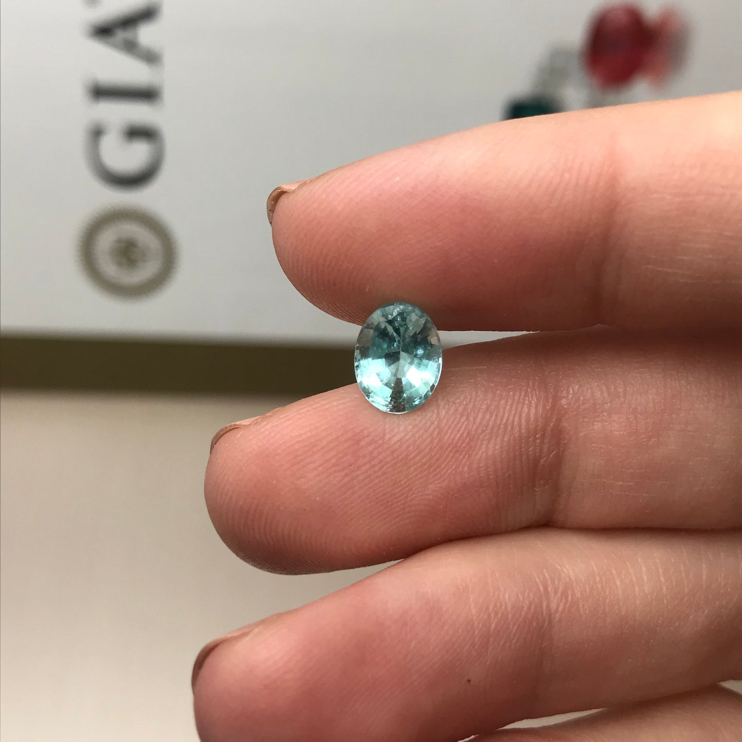 1.52 ct GIA Certified Paraiba Tourmaline 8x6mm, Natural  Copper and Maganese Bearing Blue Green Tourmaline, Clarity Enhanced Tourmaline
