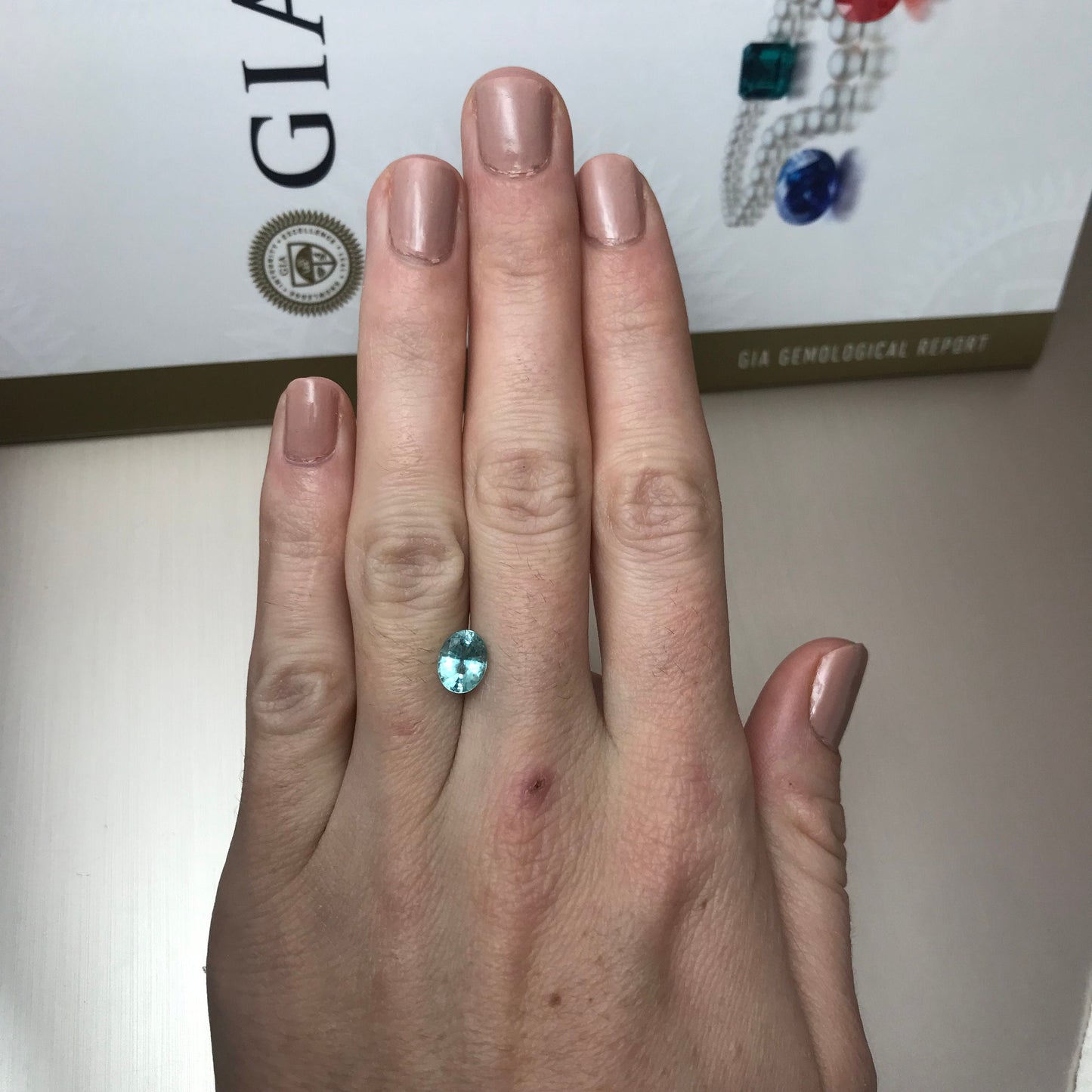 1.52 ct GIA Certified Paraiba Tourmaline 8x6mm, Natural  Copper and Maganese Bearing Blue Green Tourmaline, Clarity Enhanced Tourmaline