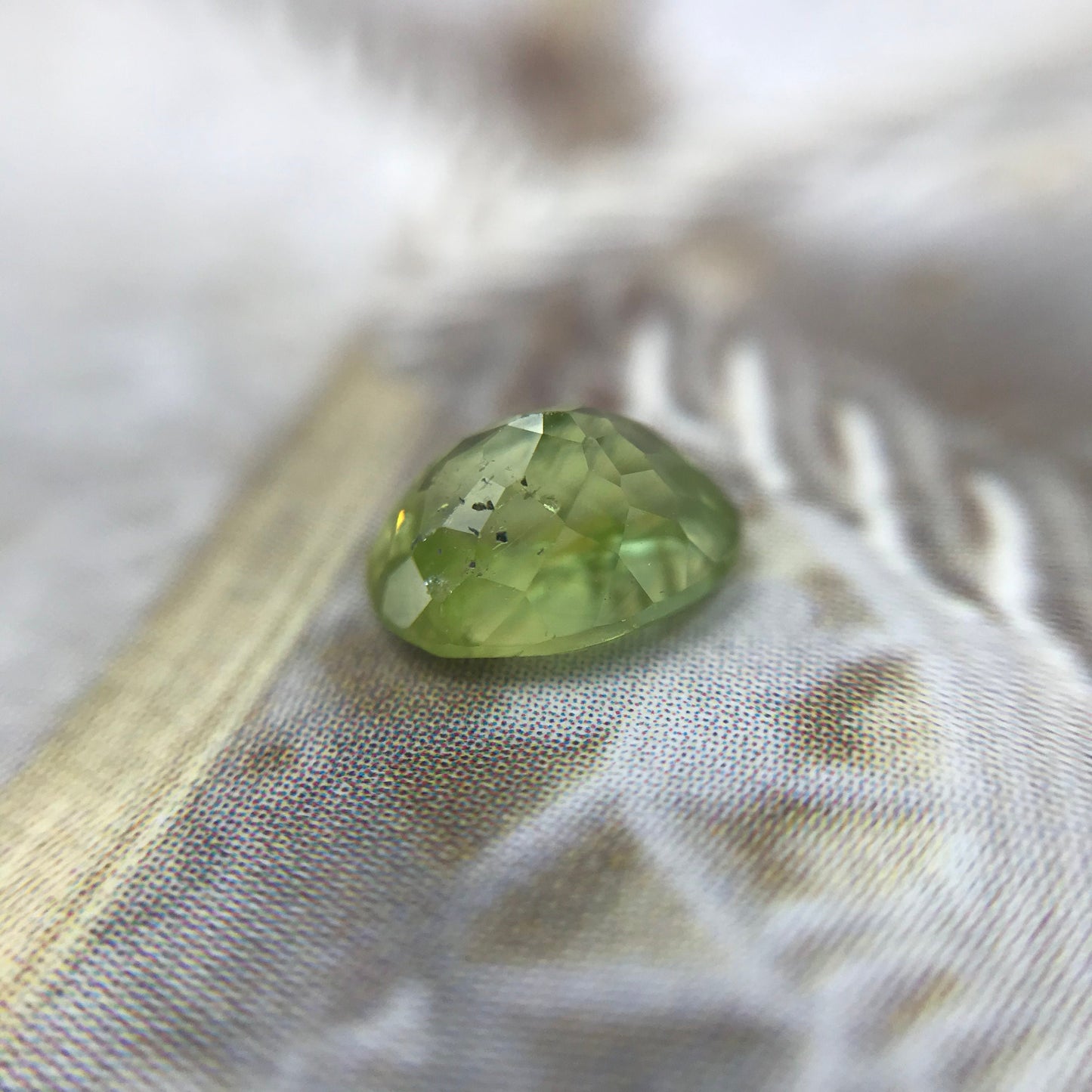 1.11 ct Yellowish Green Sphene 7x5mm Oval Cut, Natural Madagascar Sphene, Faceted Loose Titanite