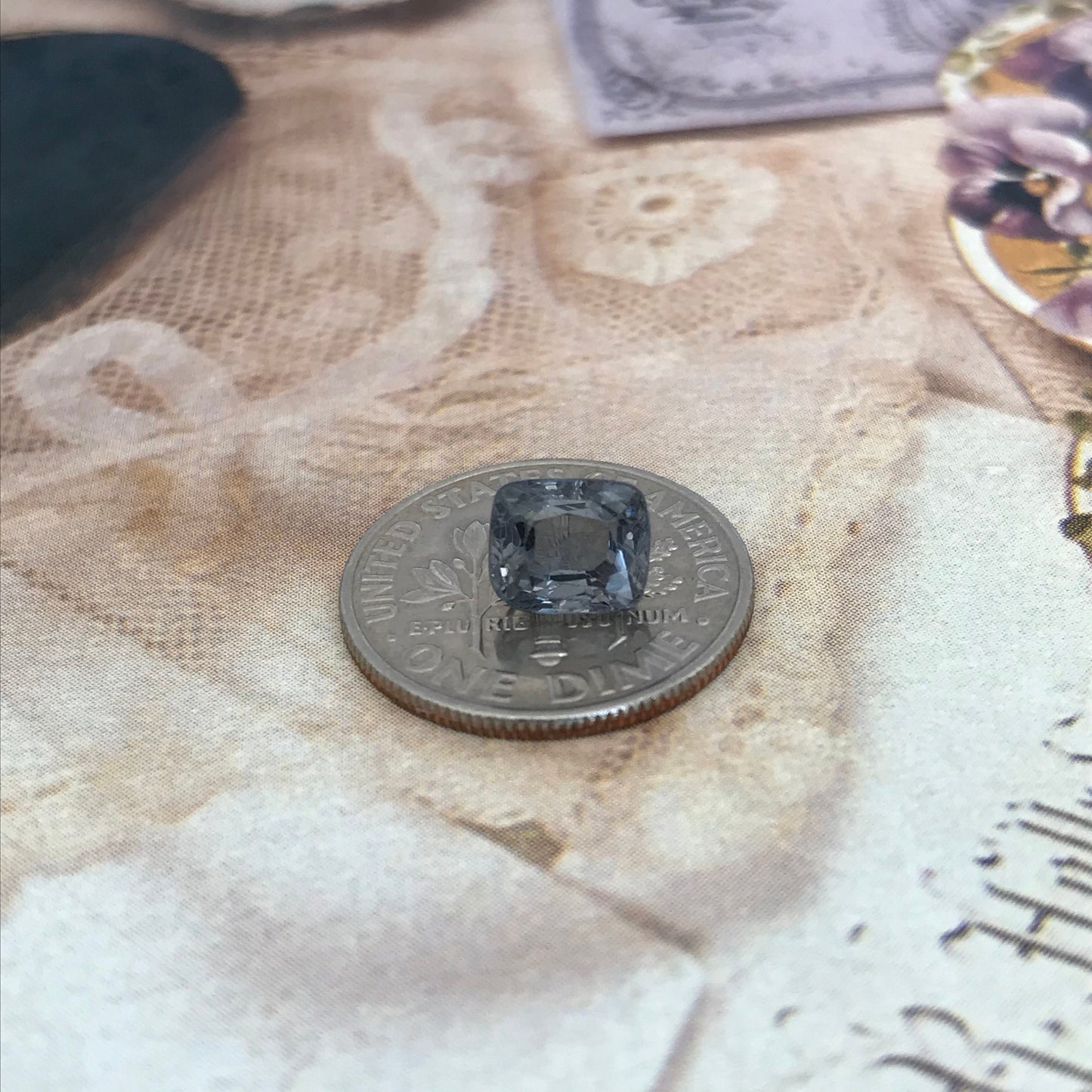 1.57 Ct Natural Purple Spinel 6.6x5.6mm Rectangle Cushion Cut Faceted Loose Gemstone, Grayish Purple Stone, Flowing Gems