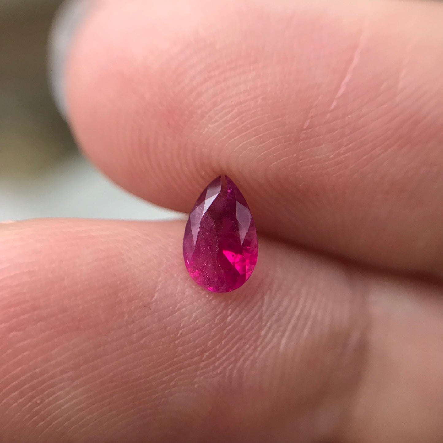0.32 ct Red Beryl 6.5x4mm Pear Cut, Natural Utah Red Beryl, Excellent Purplish Red Color, Faceted Bixbite Rare