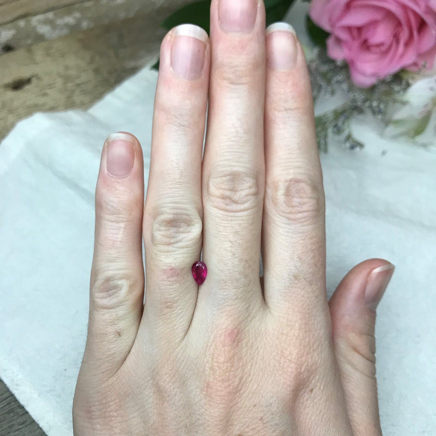 0.32 ct Red Beryl 6.5x4mm Pear Cut, Natural Utah Red Beryl, Excellent Purplish Red Color, Faceted Bixbite Rare