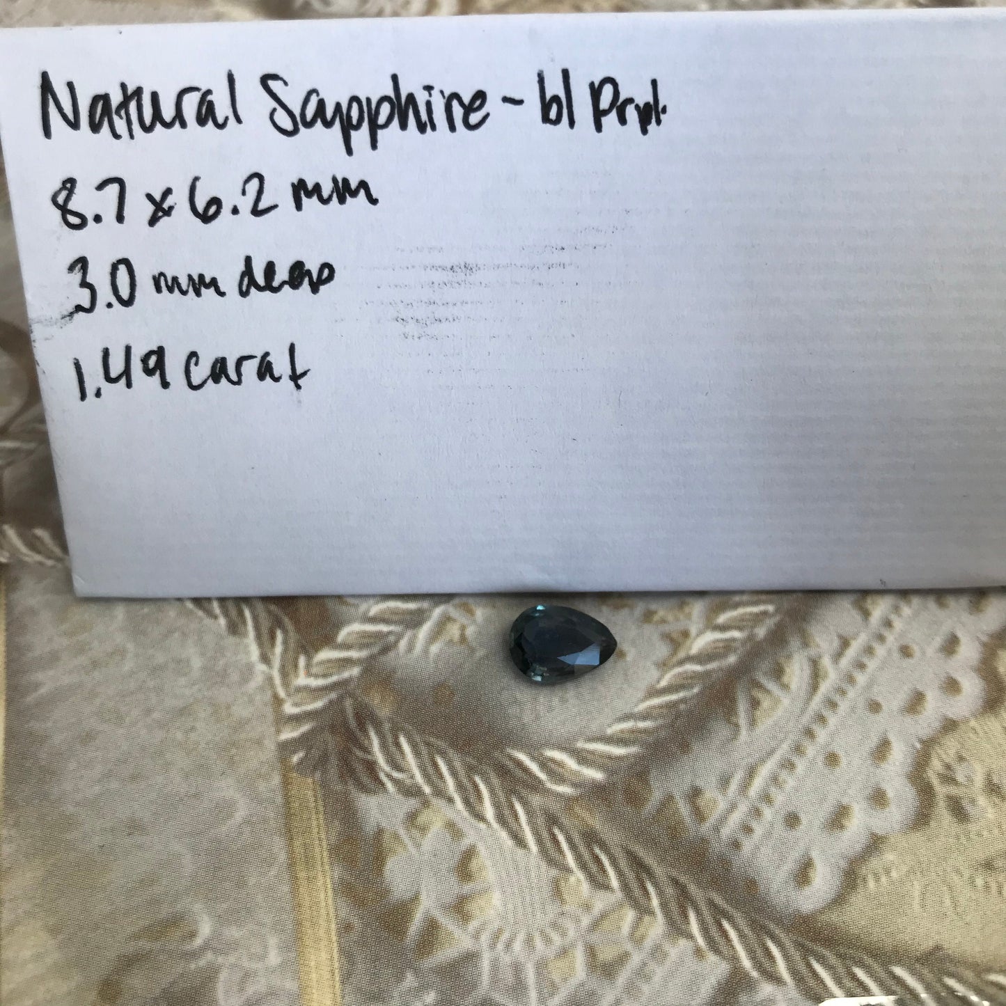 1.49 carat Natural Purple- Greenish Blue Sapphire  8.7x6.2 mm Pear Cut, Faceted Unmounted Gem - Color Change/Shift