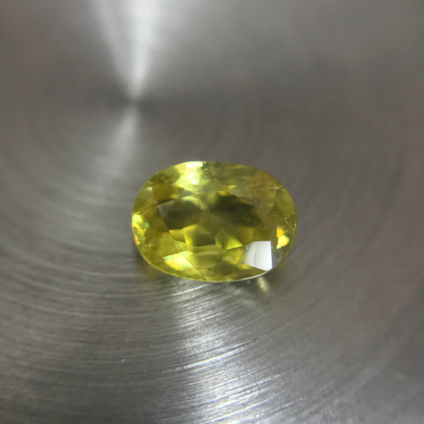 1.09 Ct. Yellow Sphene, 7.5x5.5 Oval Cut, Rainbow Fire, Natural Madagascar Sphene, Faceted Loose Titanite