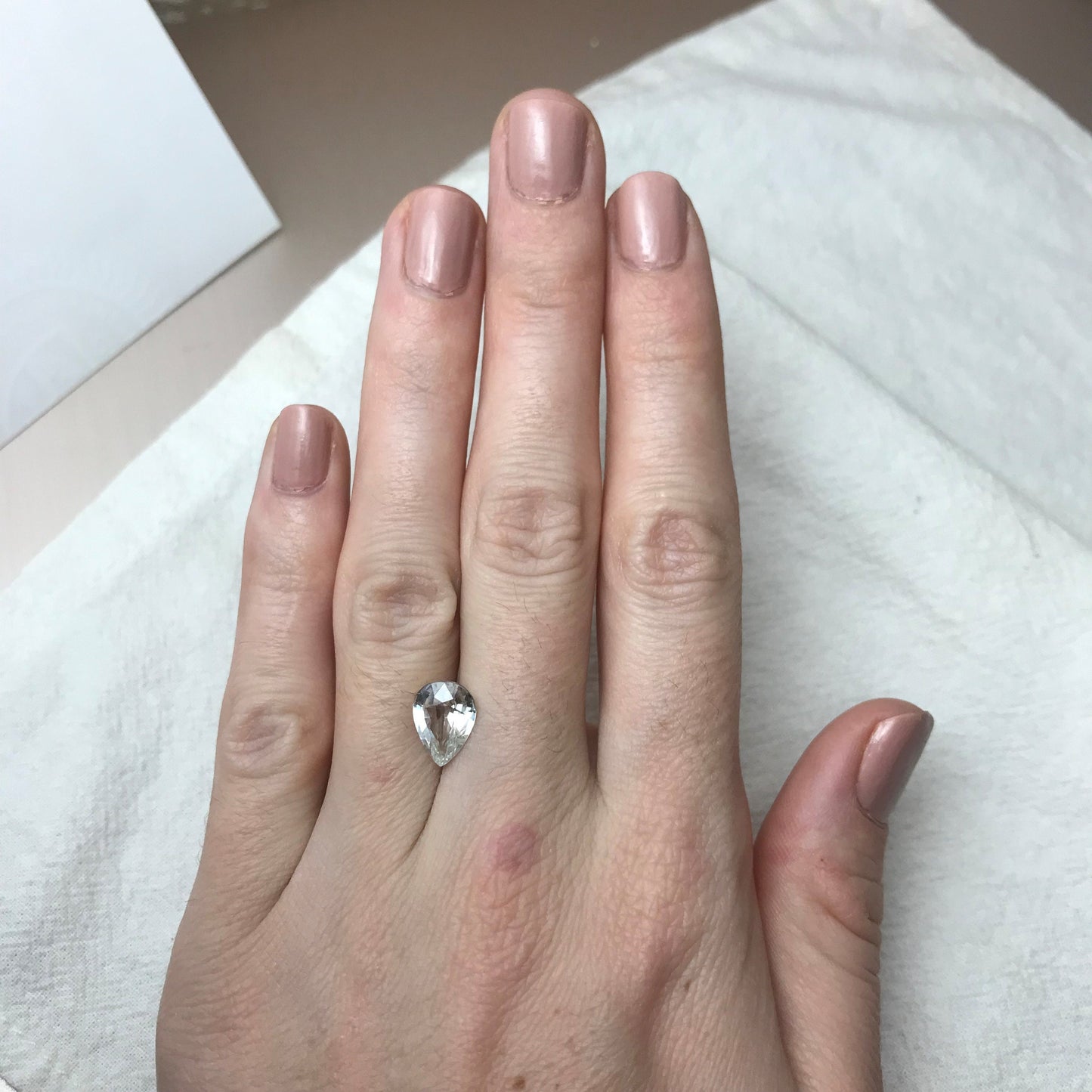 GIA Certified Light Sapphire 2.88 carat 10.5x7.7mm Pear Cut, Faceted Loose Unheated Nearly Colorless Sapphire