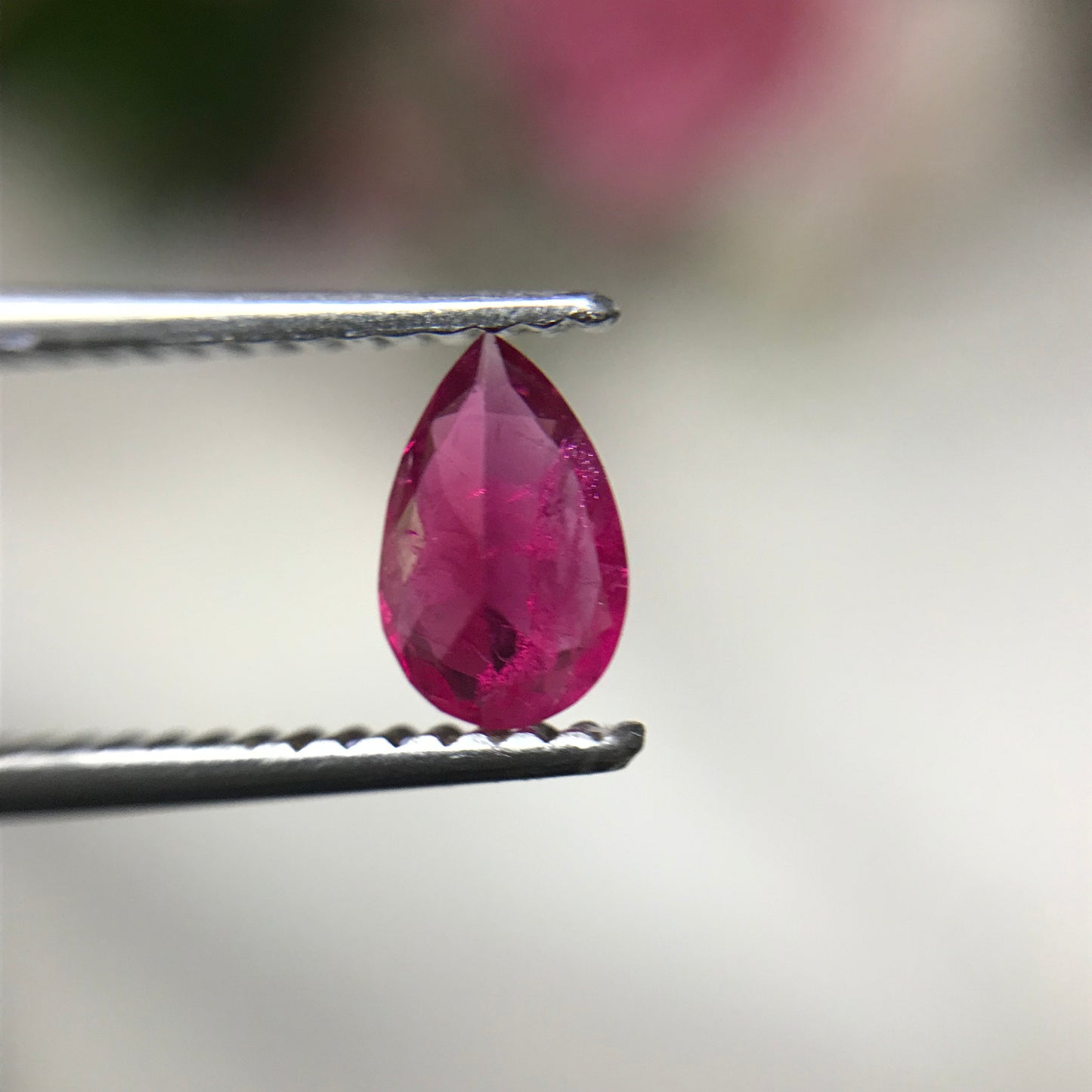0.32 ct Red Beryl 6.5x4mm Pear Cut, Natural Utah Red Beryl, Excellent Purplish Red Color, Faceted Bixbite Rare