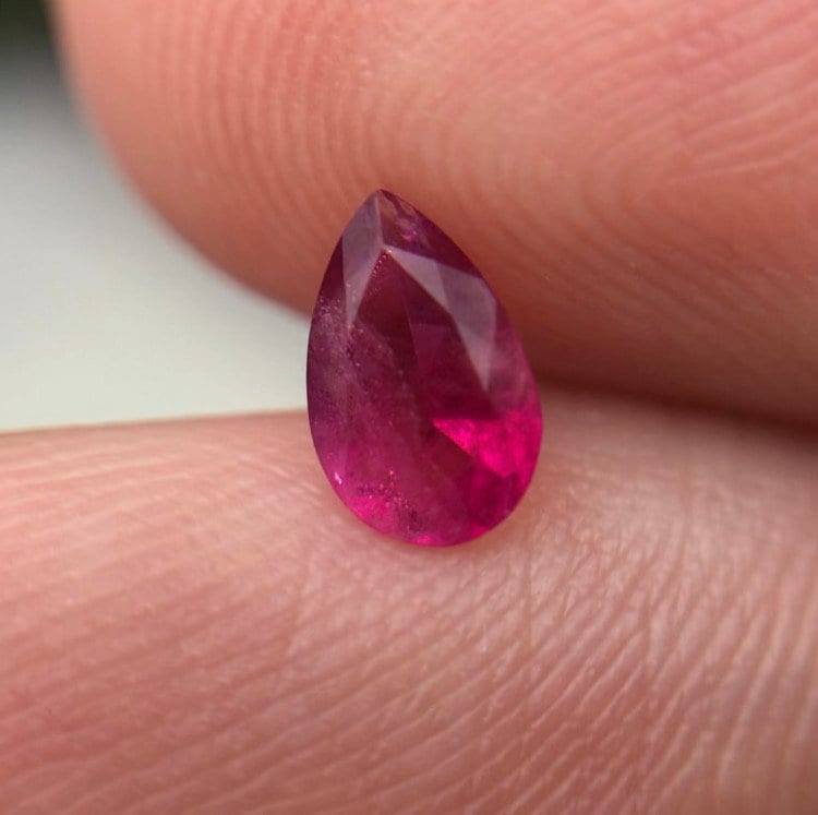 0.32 ct Red Beryl 6.5x4mm Pear Cut, Natural Utah Red Beryl, Excellent Purplish Red Color, Faceted Bixbite Rare