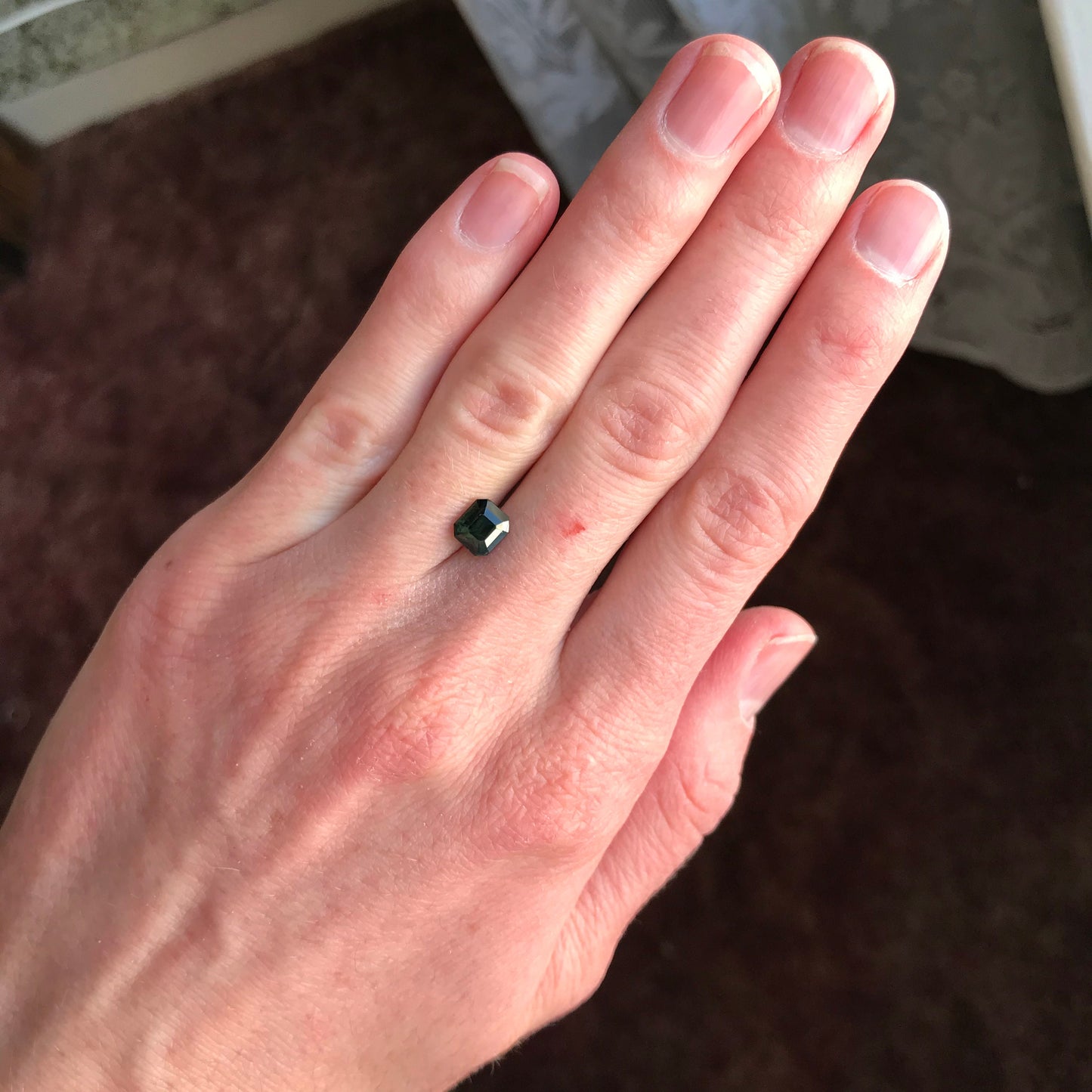 1.66 ct Natural Green Sapphire 6.3x5.7mm Octagon cut, Loose Faceted Gemstone, Bluish Green Sapphire