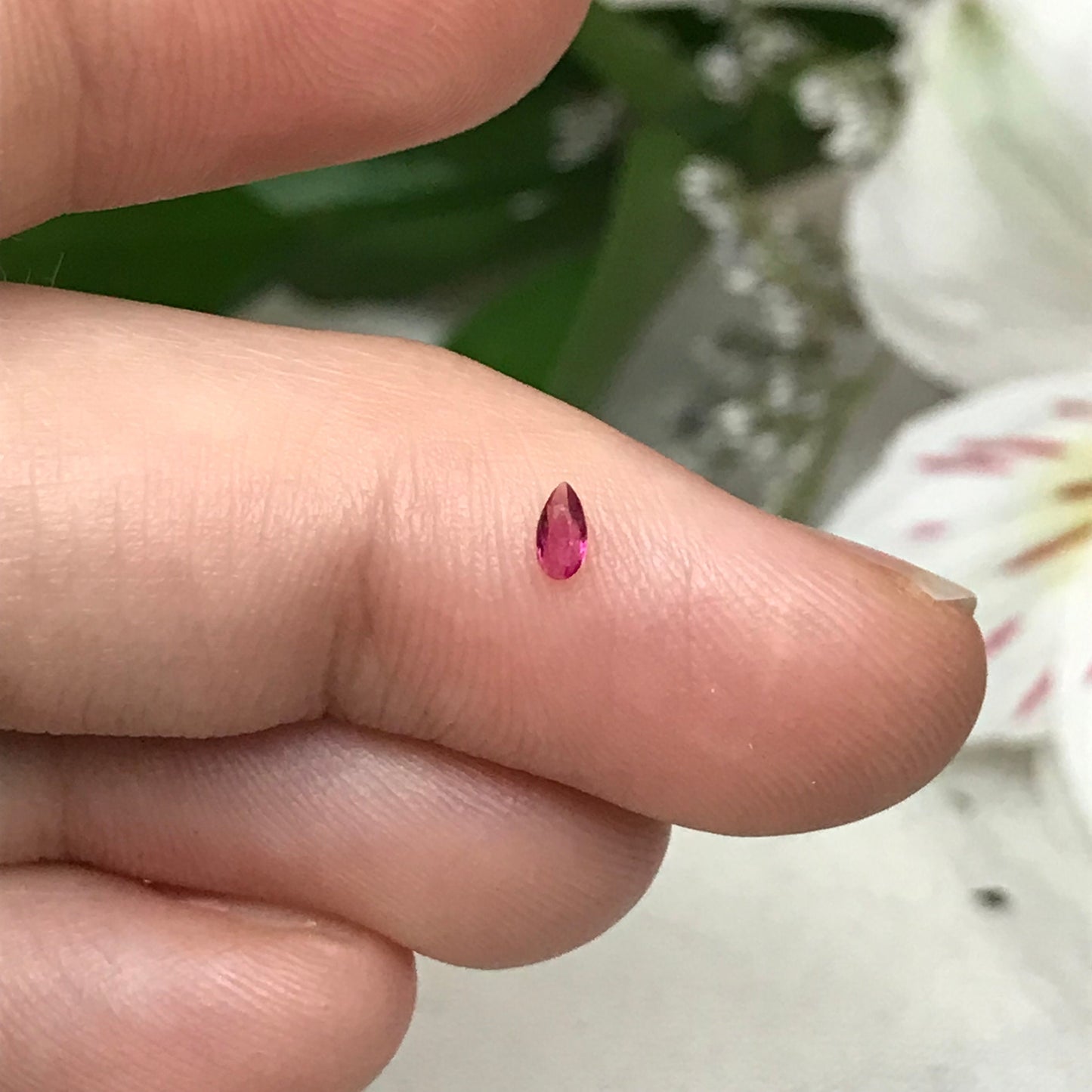 Natural Red Beryl 0.04 Ct. Pear Cut, Utah Red Beryl, VS! Tiny Rare Faceted Bixbite, 3.5x1.8mm