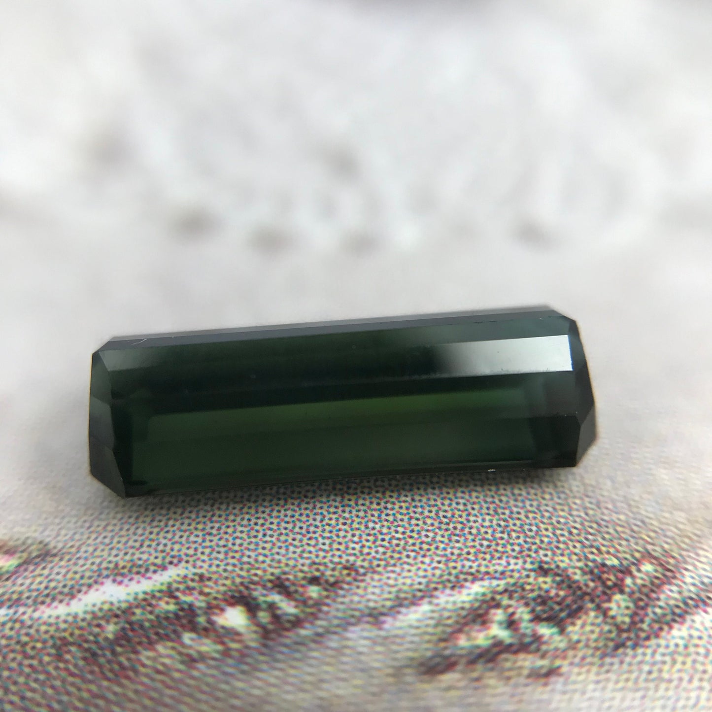 1.74 ct Natural Dark Green Tourmaline 11.5x4.5mm Long Octagon Cut Faceted Loose Unmounted Gem Gemstone Earth Mined Genuine