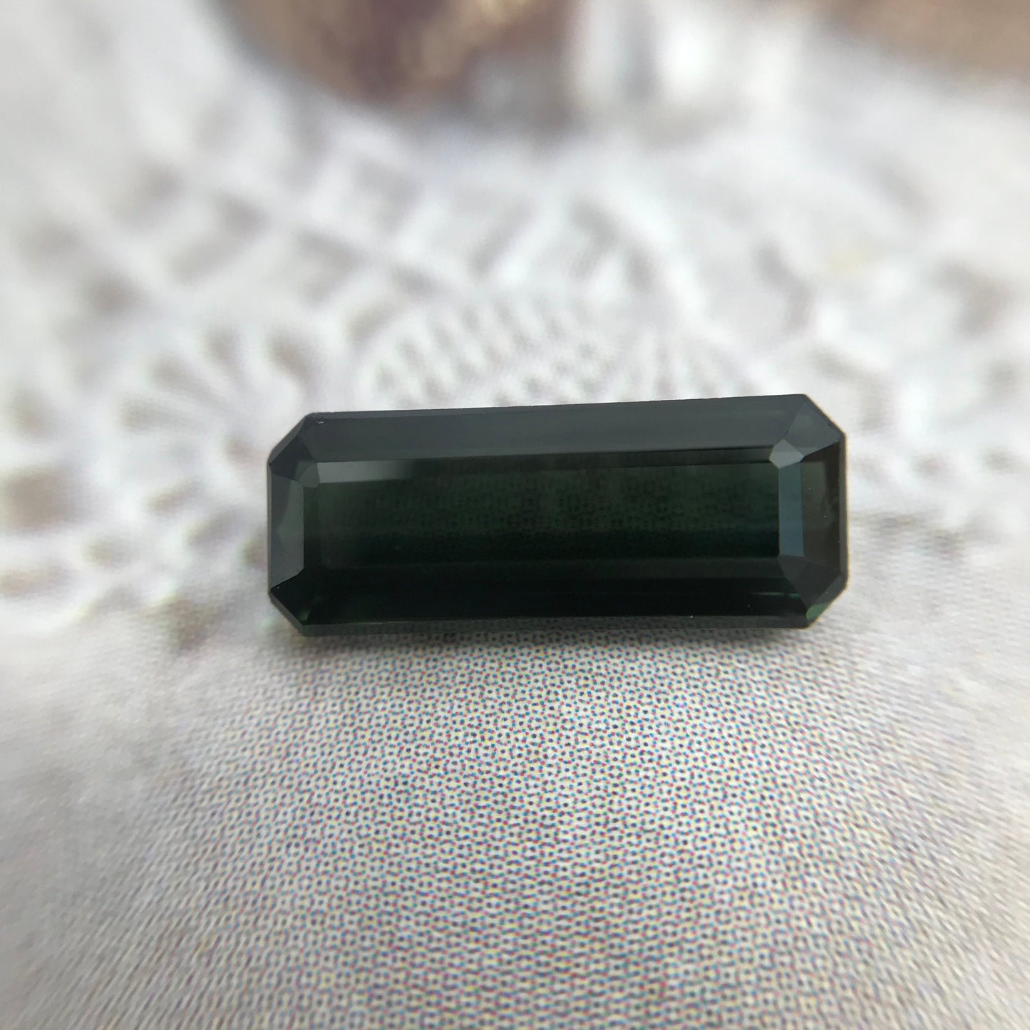 1.74 ct Natural Dark Green Tourmaline 11.5x4.5mm Long Octagon Cut Faceted Loose Unmounted Gem Gemstone Earth Mined Genuine