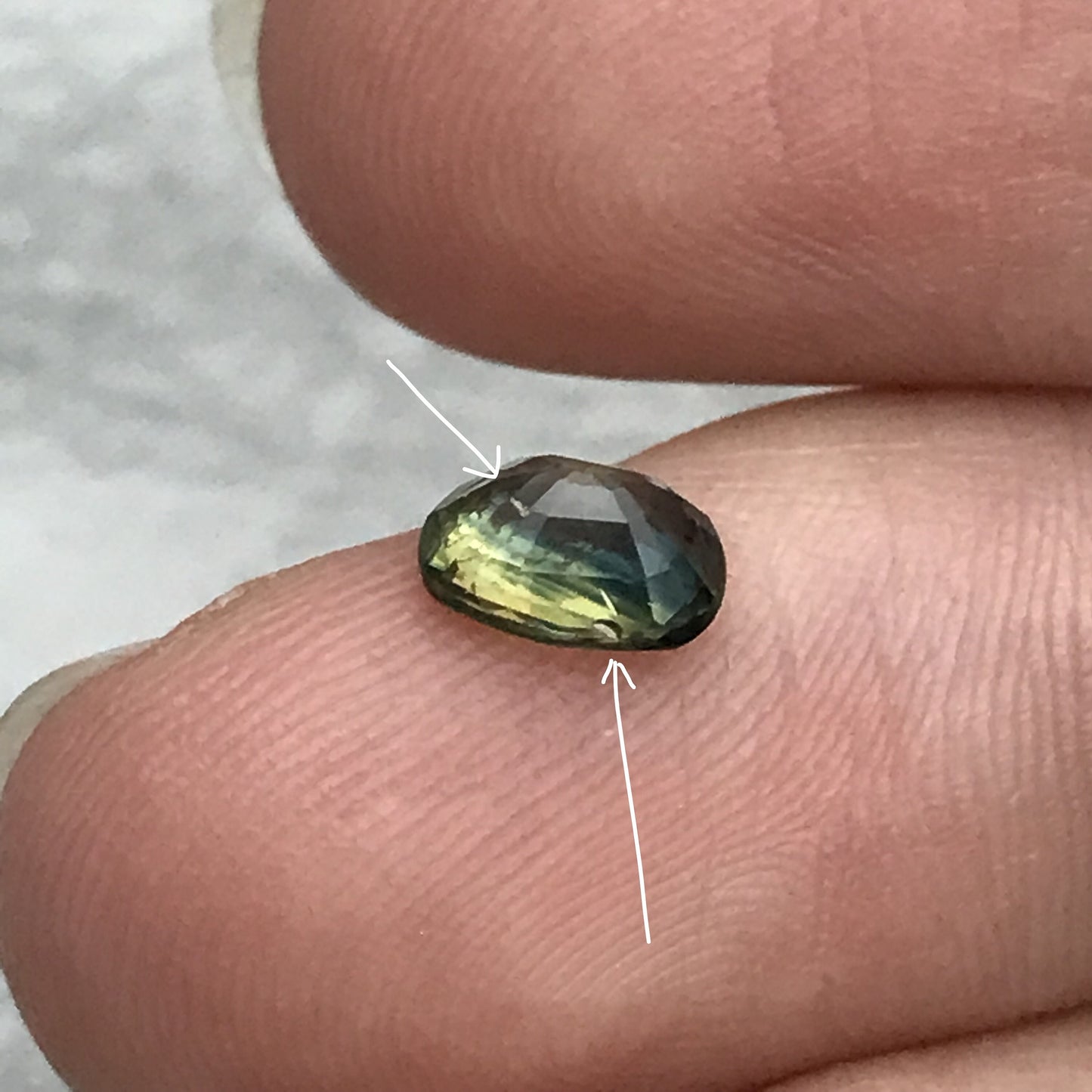 0.98 Carat Natural Bi-Color Sapphire 6.5x5mm Oval Faceted Loose Gemstone, Green- Yellow Parti Sapphire, Unheated