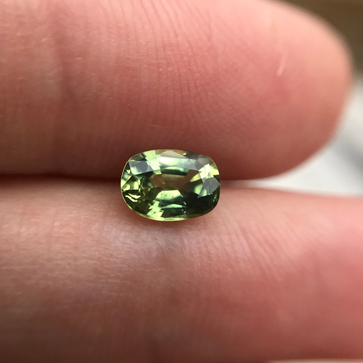 0.98 Carat Natural Bi-Color Sapphire 6.5x5mm Oval Faceted Loose Gemstone, Green- Yellow Parti Sapphire, Unheated