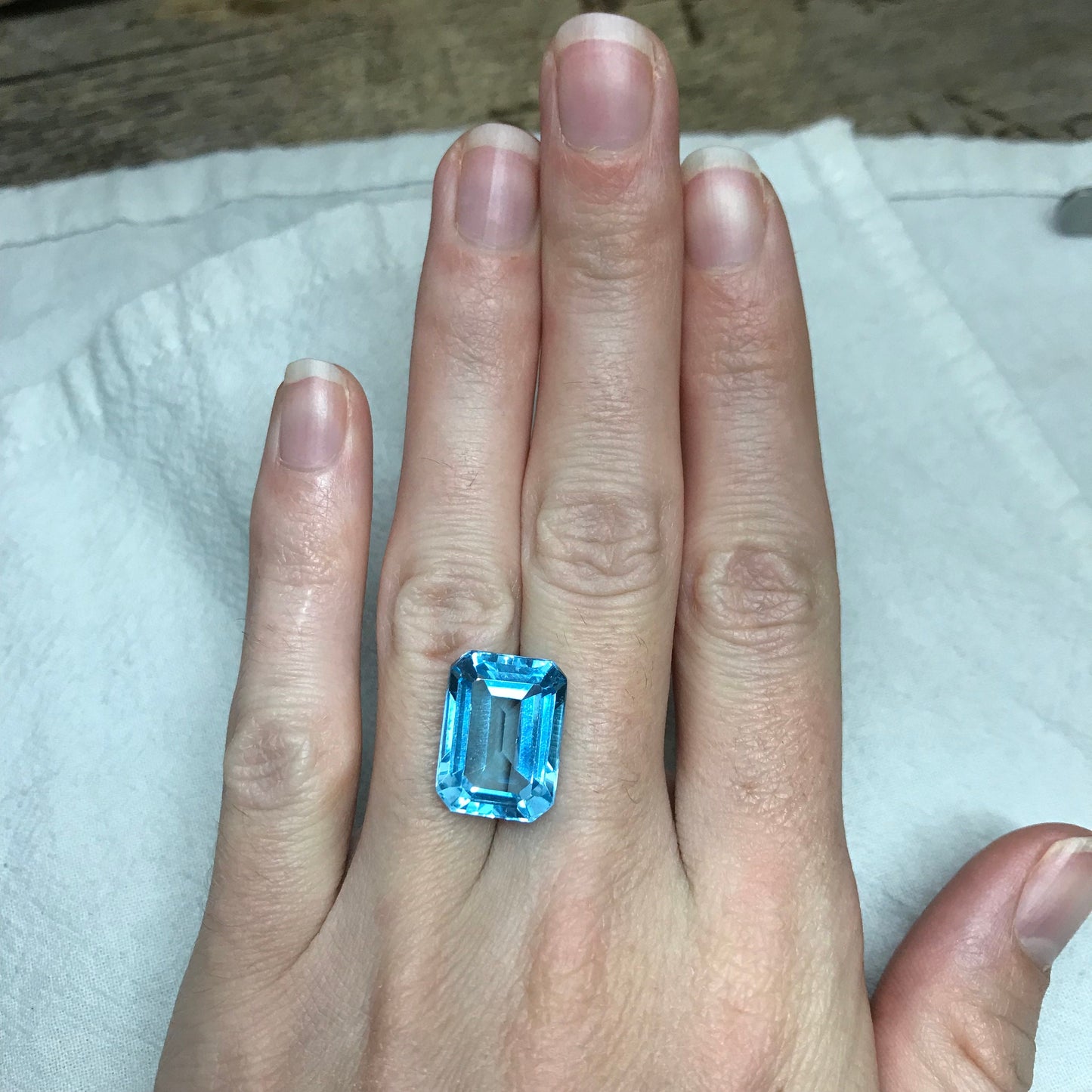 16x12mm Light Blue Topaz, 16.95 carat Large Faceted Gemstone, Recycled Gems