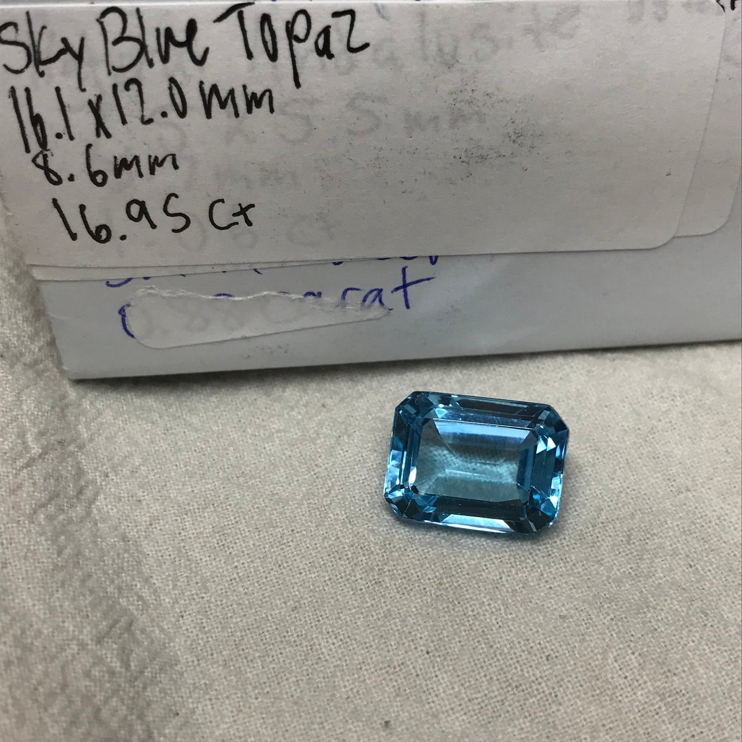 16x12mm Light Blue Topaz, 16.95 carat Large Faceted Gemstone, Recycled Gems