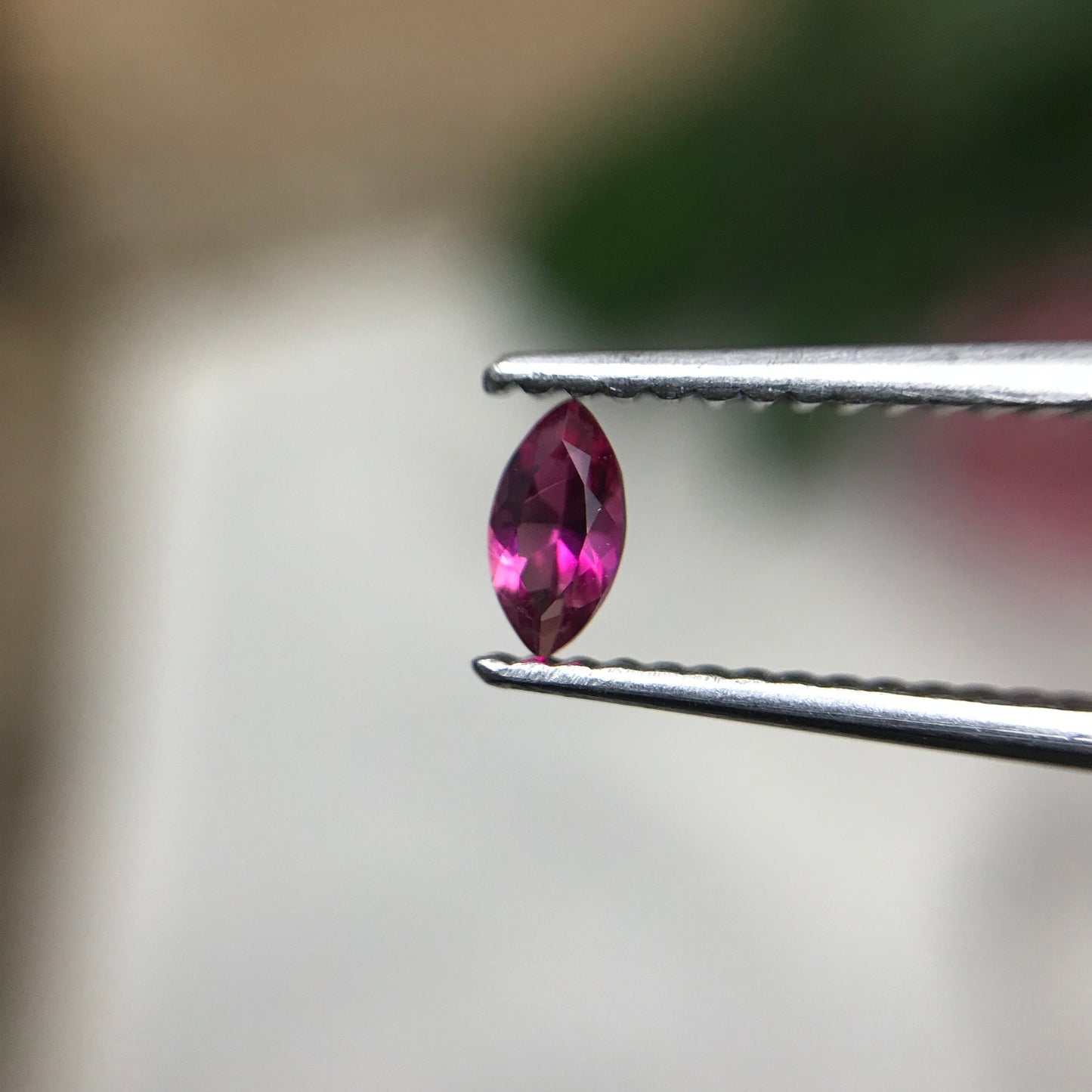 0.13 Ct Red Beryl, Faceted Bixbite, 4.75x2.5mm, Natural Raspberry Red Beryl, Excellent Clarity