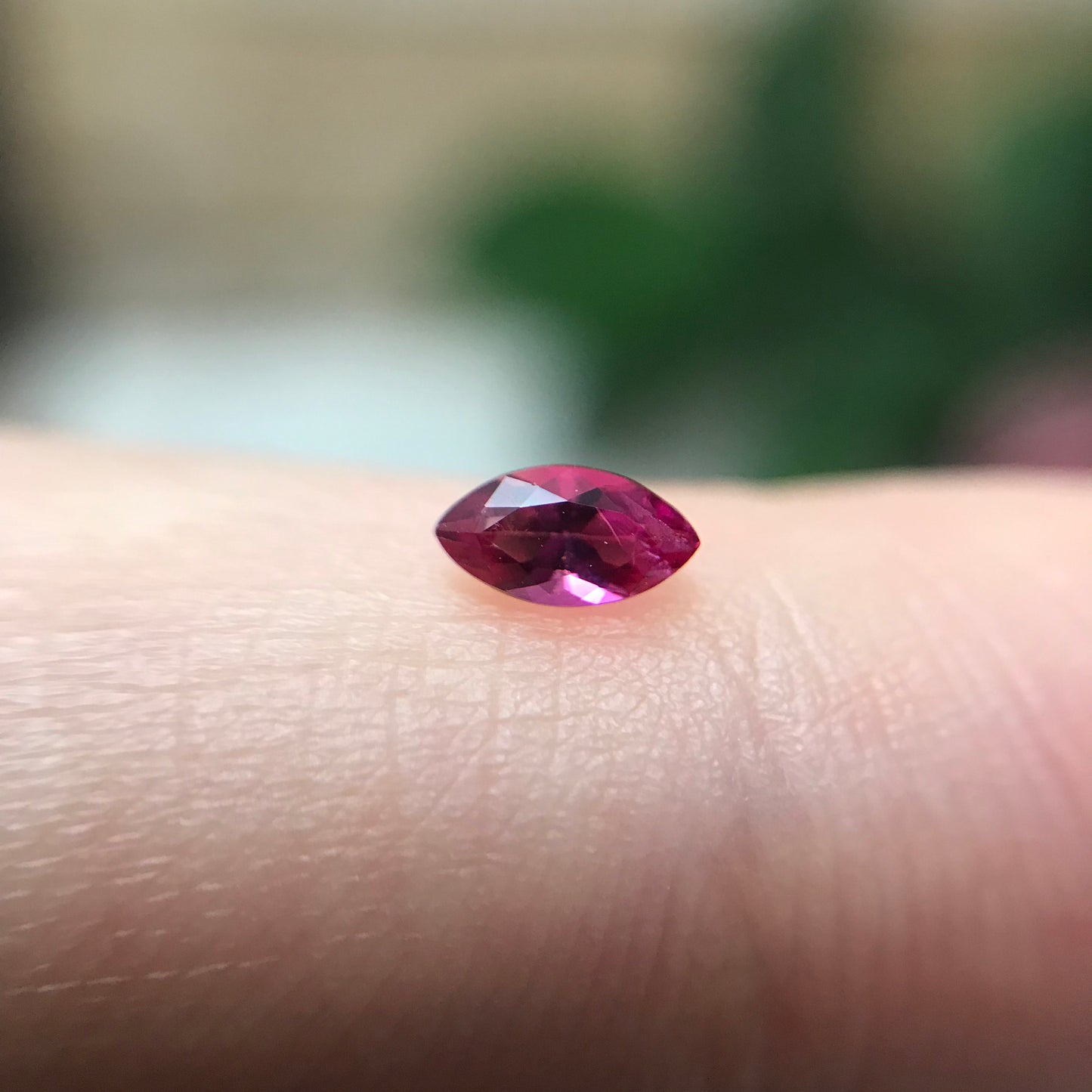 0.13 Ct Red Beryl, Faceted Bixbite, 4.75x2.5mm, Natural Raspberry Red Beryl, Excellent Clarity