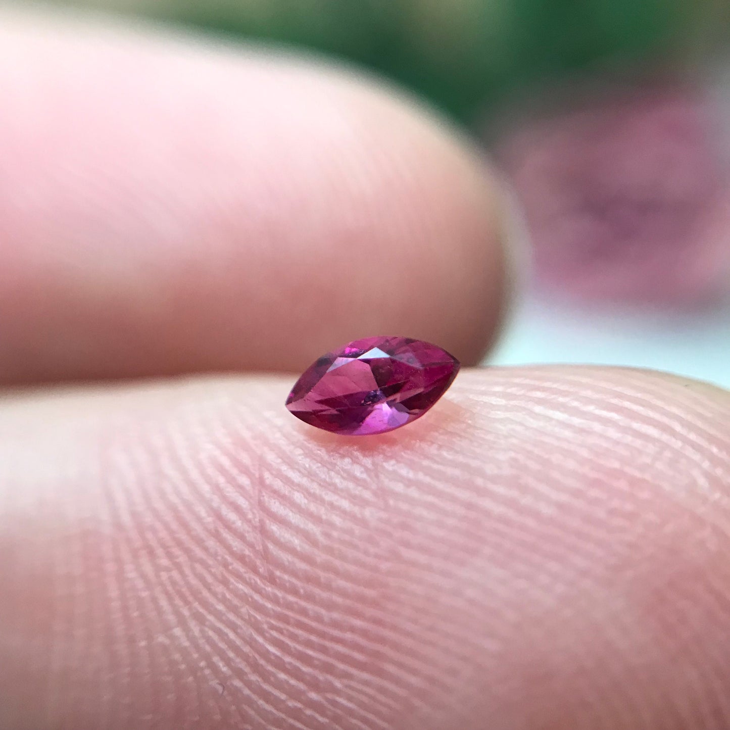 0.13 Ct Red Beryl, Faceted Bixbite, 4.75x2.5mm, Natural Raspberry Red Beryl, Excellent Clarity