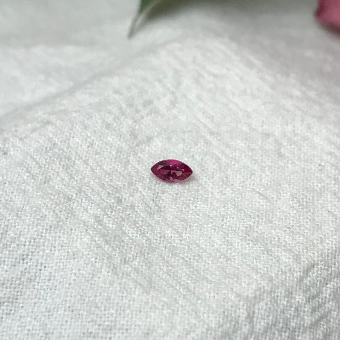 0.13 Ct Red Beryl, Faceted Bixbite, 4.75x2.5mm, Natural Raspberry Red Beryl, Excellent Clarity