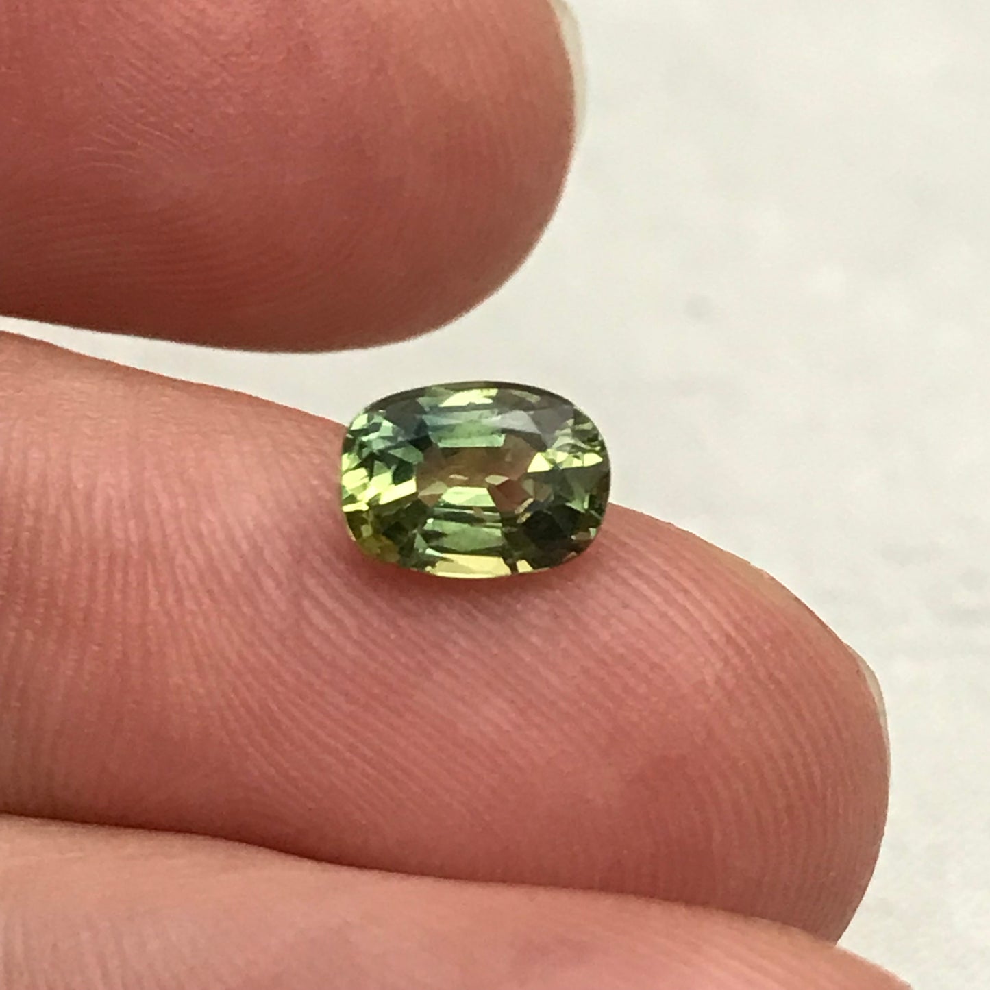 0.98 Carat Natural Bi-Color Sapphire 6.5x5mm Oval Faceted Loose Gemstone, Green- Yellow Parti Sapphire, Unheated