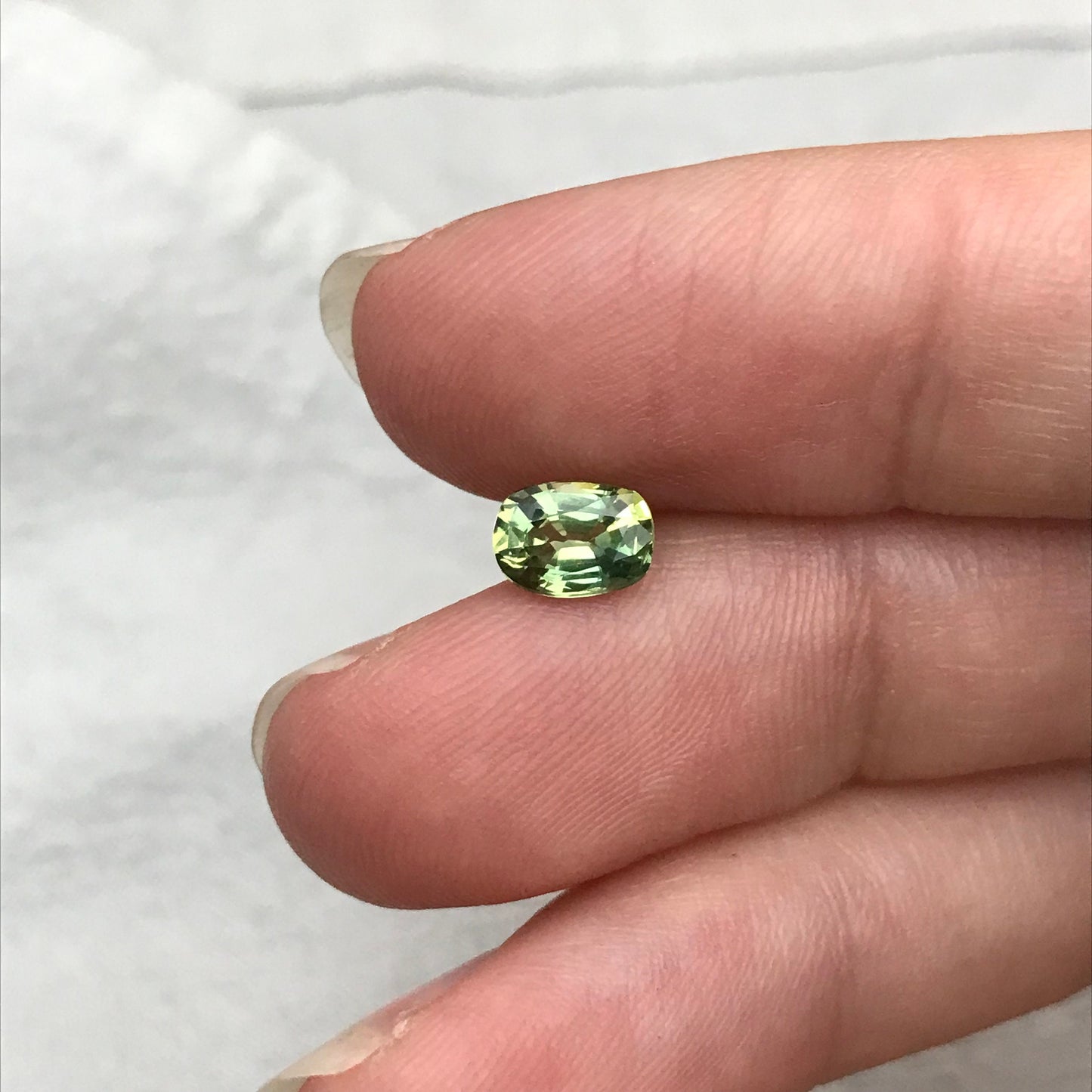 0.98 Carat Natural Bi-Color Sapphire 6.5x5mm Oval Faceted Loose Gemstone, Green- Yellow Parti Sapphire, Unheated