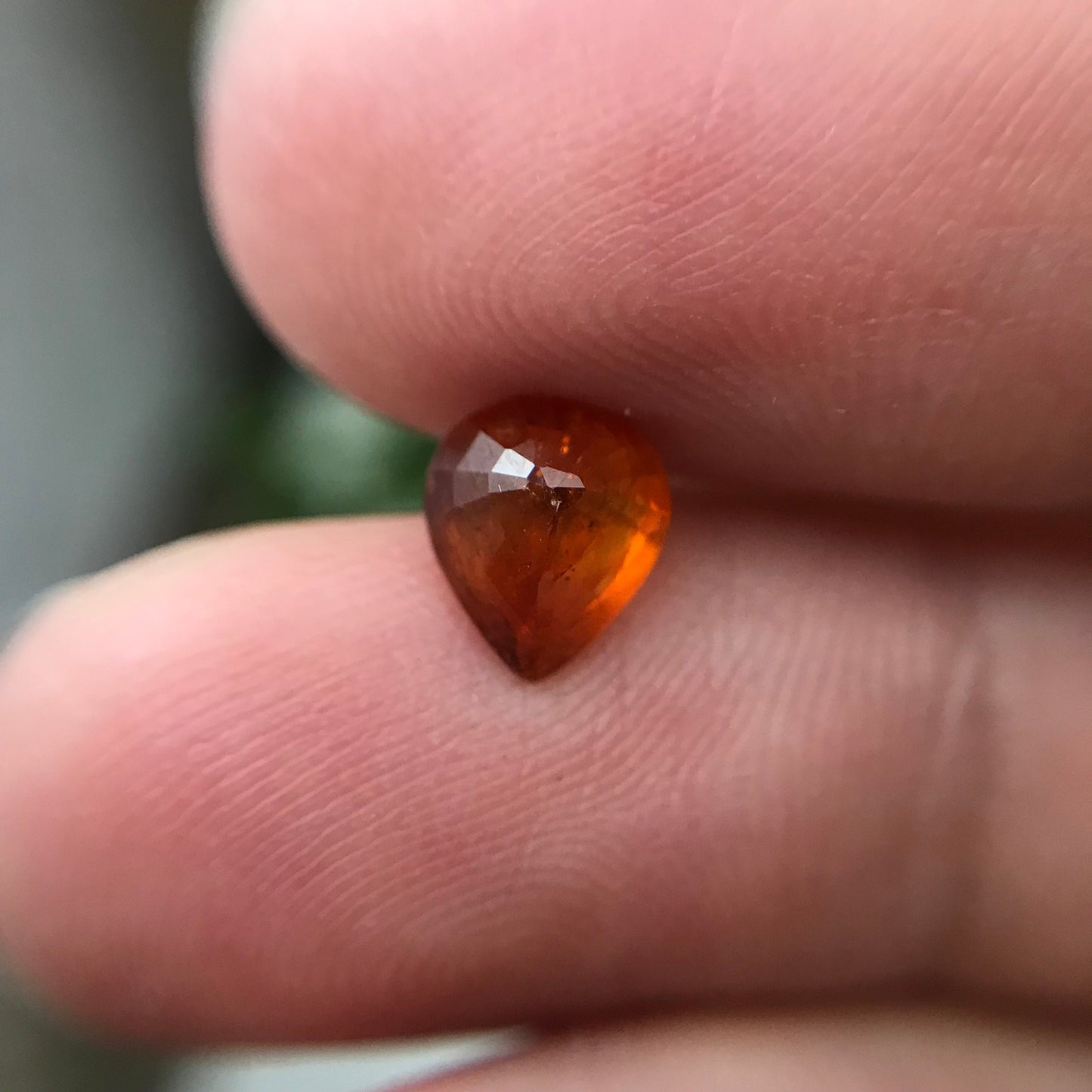 1.47 ct Natural Orange Spessartite Garnet 7.5x6.5mm Pear Faceted Gemstone Loose Gem Red Orange Garnet