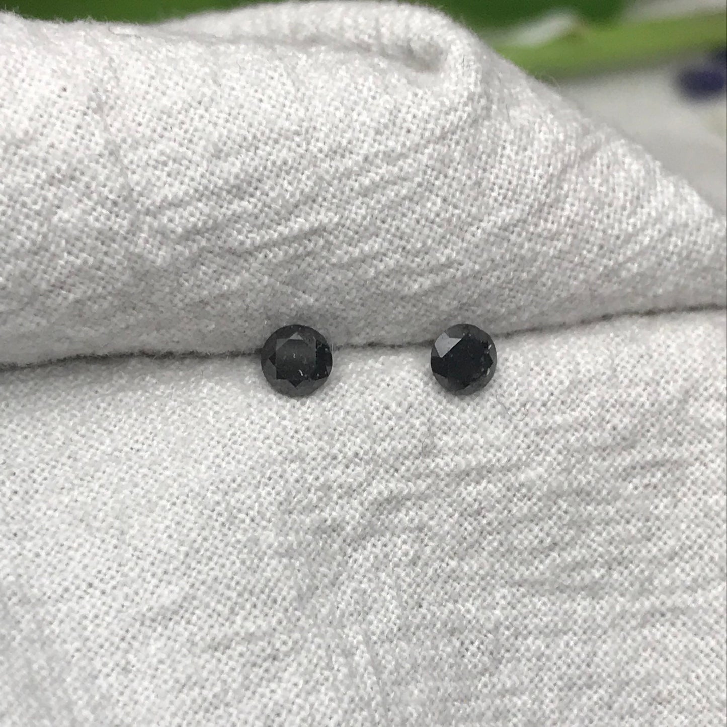 Pair of 3.5mm Black Diamonds, 0.46 CTW, Loose Round, 2 Natural Diamonds, April Birthstone