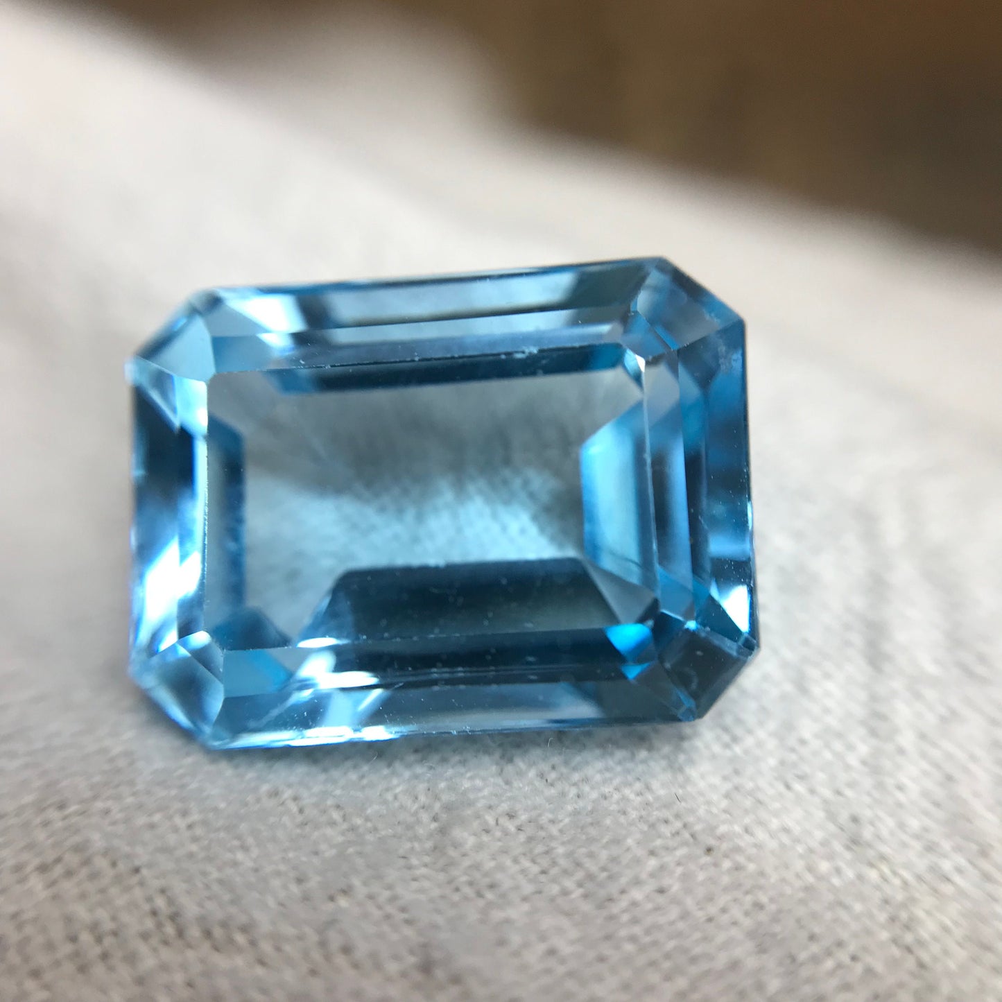 16x12mm Light Blue Topaz, 16.95 carat Large Faceted Gemstone, Recycled Gems
