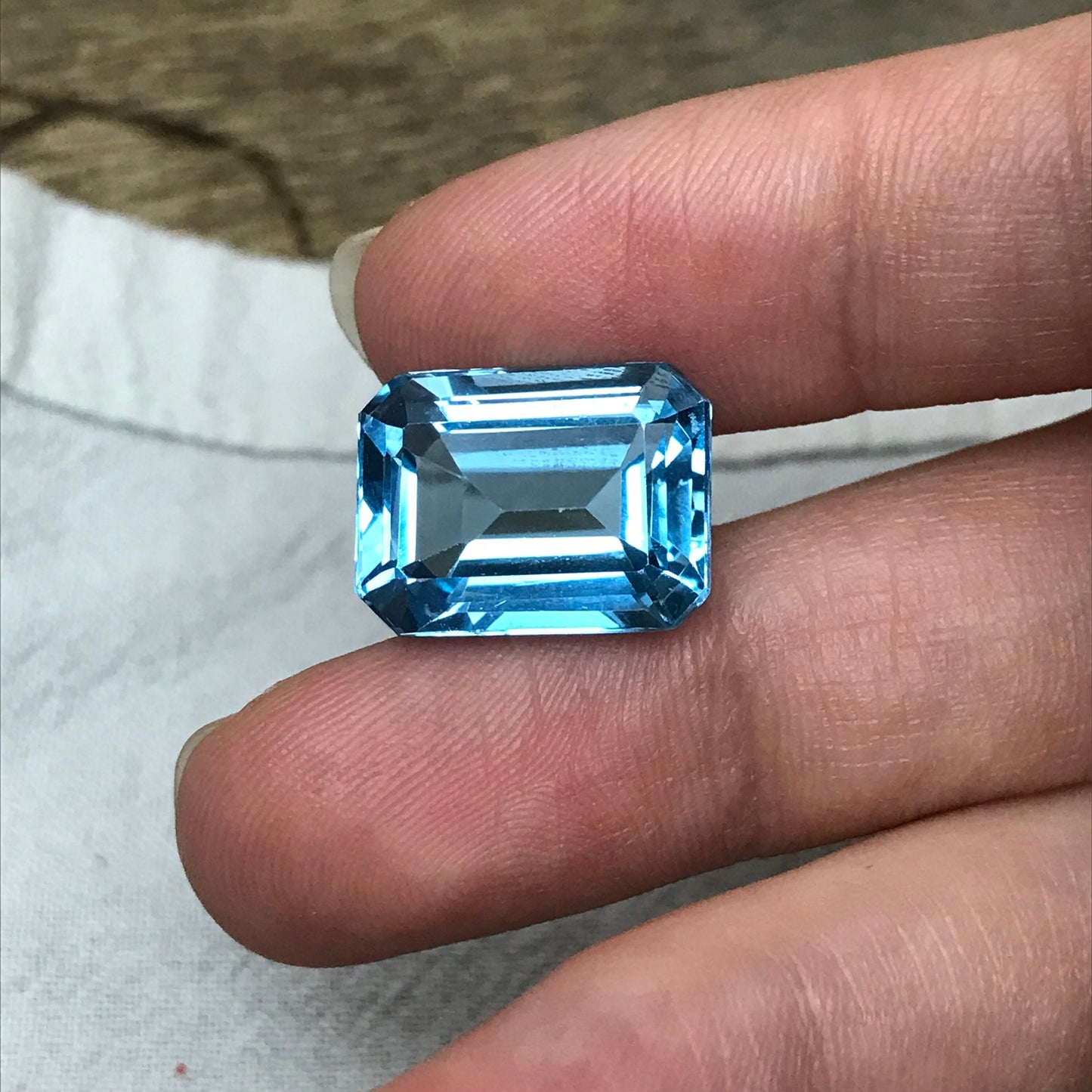16x12mm Light Blue Topaz, 16.95 carat Large Faceted Gemstone, Recycled Gems