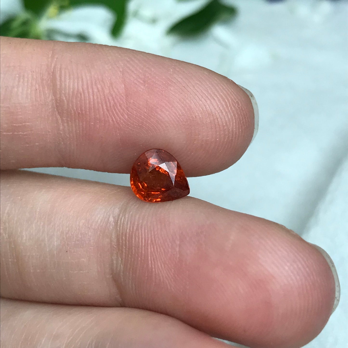 1.47 ct Natural Orange Spessartite Garnet 7.5x6.5mm Pear Faceted Gemstone Loose Gem Red Orange Garnet