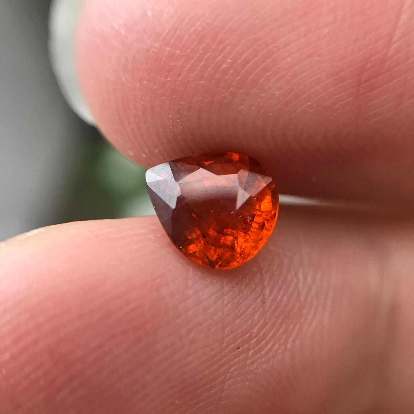 1.47 ct Natural Orange Spessartite Garnet 7.5x6.5mm Pear Faceted Gemstone Loose Gem Red Orange Garnet
