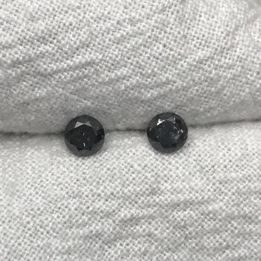 Pair of 3.5mm Black Diamonds, 0.46 CTW, Loose Round, 2 Natural Diamonds, April Birthstone