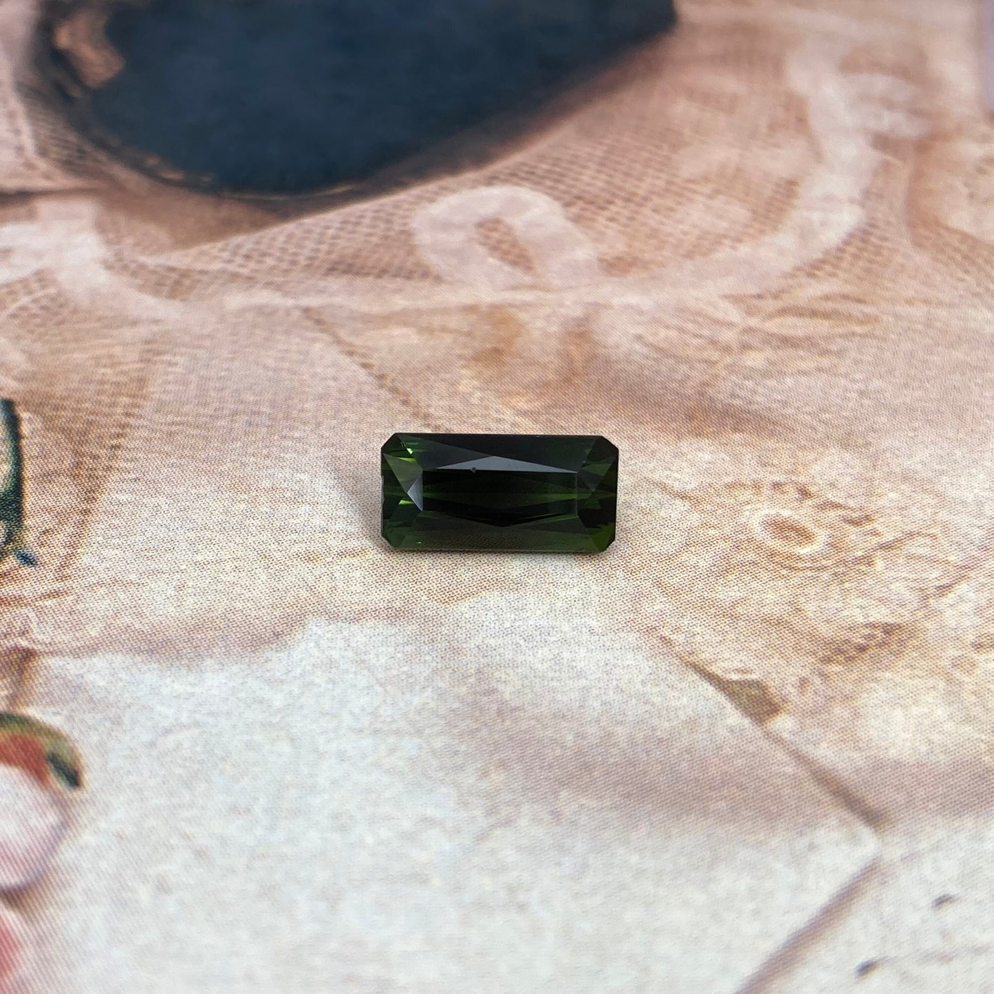 10.5x5mm Natural Deep Green Tourmaline 2.46 CT, Long Octagon Scissor Cut Faceted Loose Gemstone, Earth Mined Gem