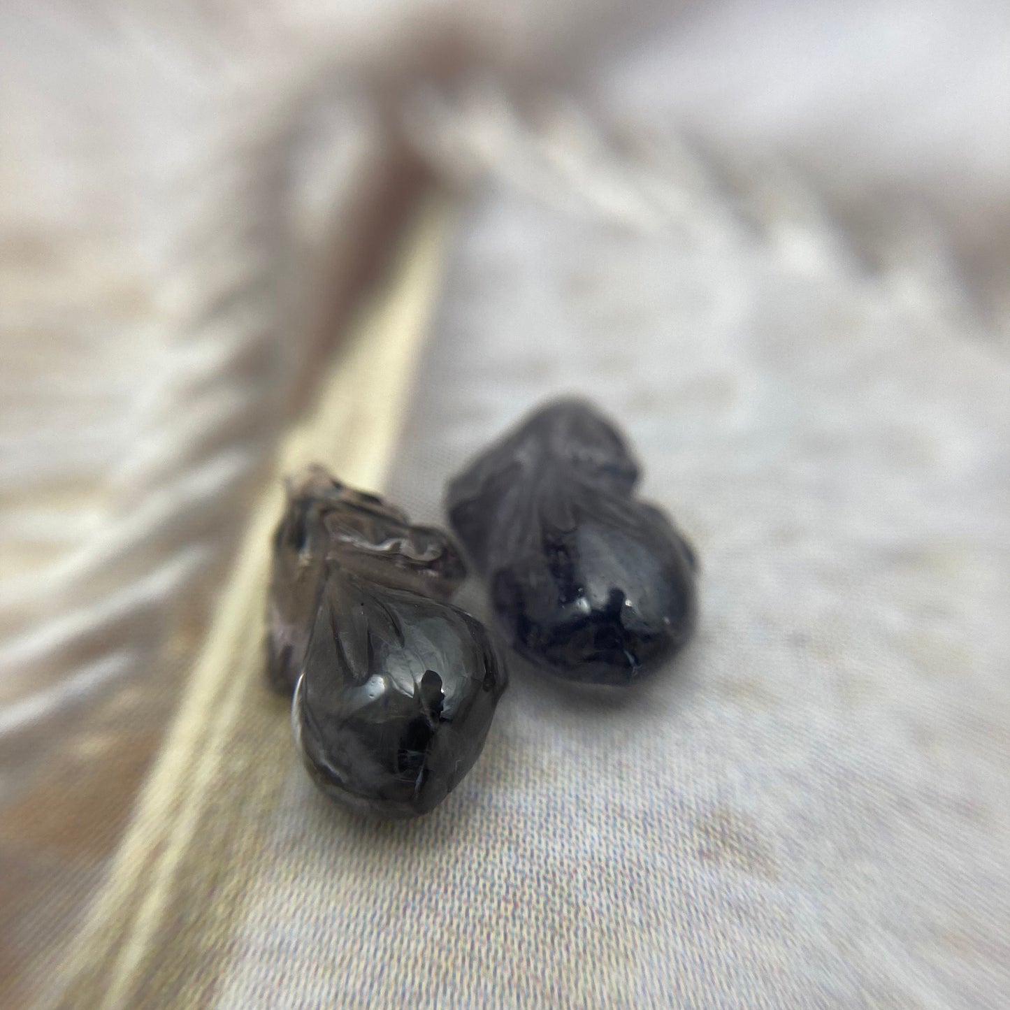 Natural Purple Spinel Eggplant Carved Pair 9.5x5.5mm 3.10 CTW Loose Gem Unmounted Gemstone, Grayish Purple Stone, Flowing Gems, Pair of Gems