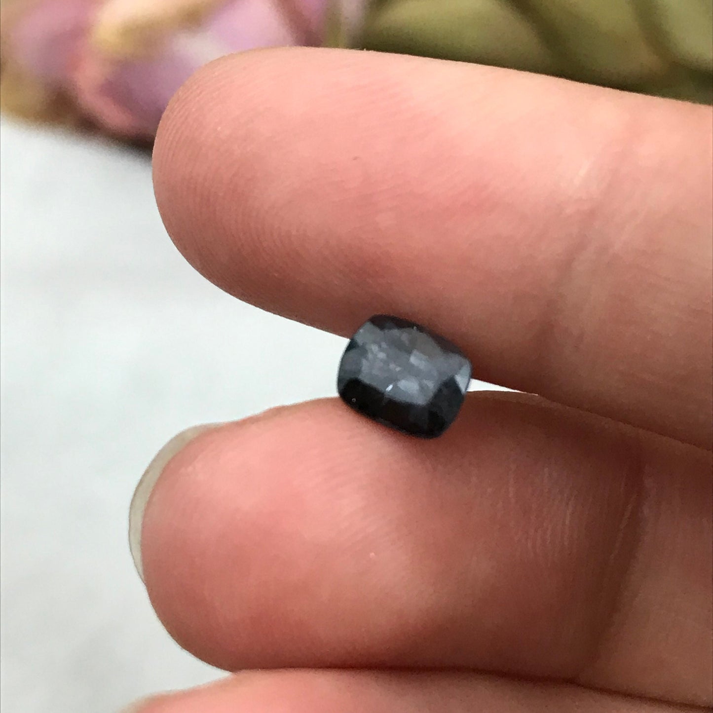 1.15 Carat Grey Purple Spinel 6.5x5.3mm Rectangle Cushion Cut, Faceted Loose Gemstone