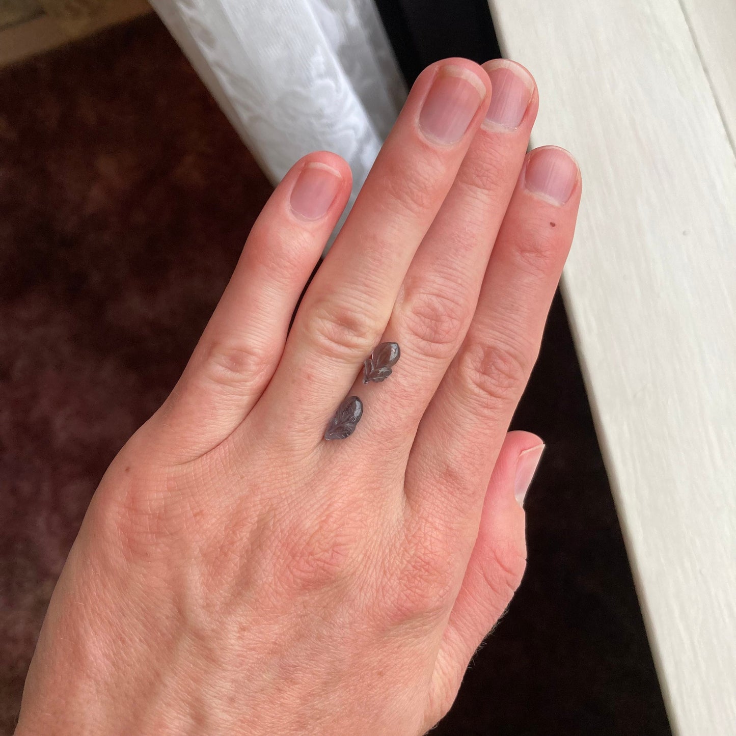 Natural Purple Spinel Eggplant Carved Pair 9.5x5.5mm 3.10 CTW Loose Gem Unmounted Gemstone, Grayish Purple Stone, Flowing Gems, Pair of Gems