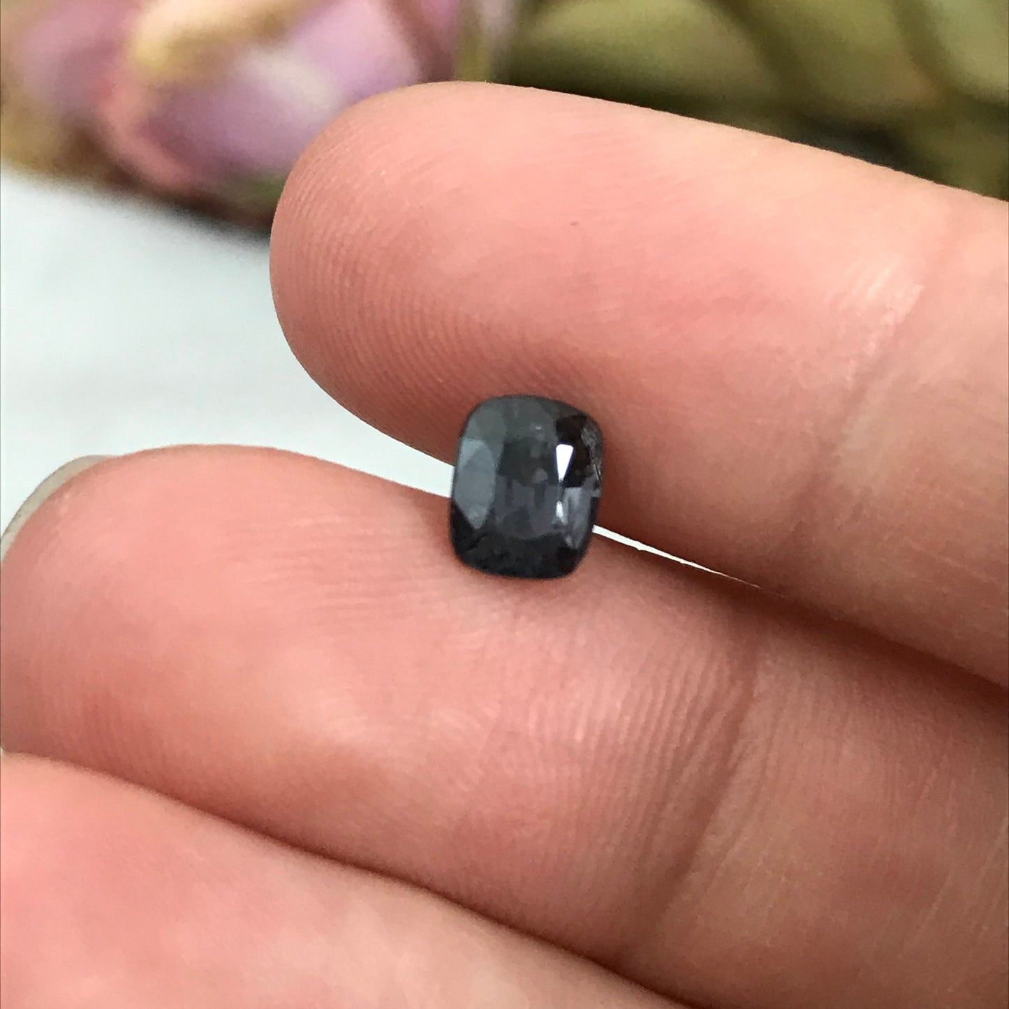 1.15 Carat Grey Purple Spinel 6.5x5.3mm Rectangle Cushion Cut, Faceted Loose Gemstone