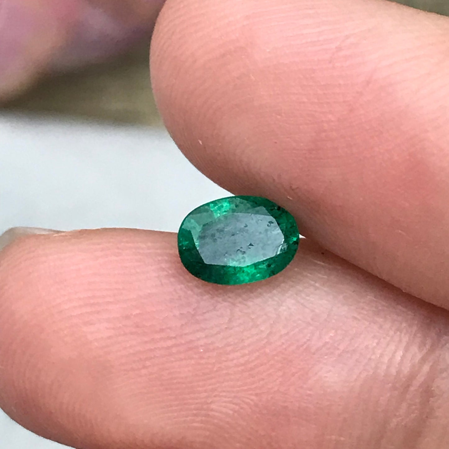 0.75 Carat Natural Green Emerald 6.9x5mm Oval Cut, Faceted Loose Gemstone