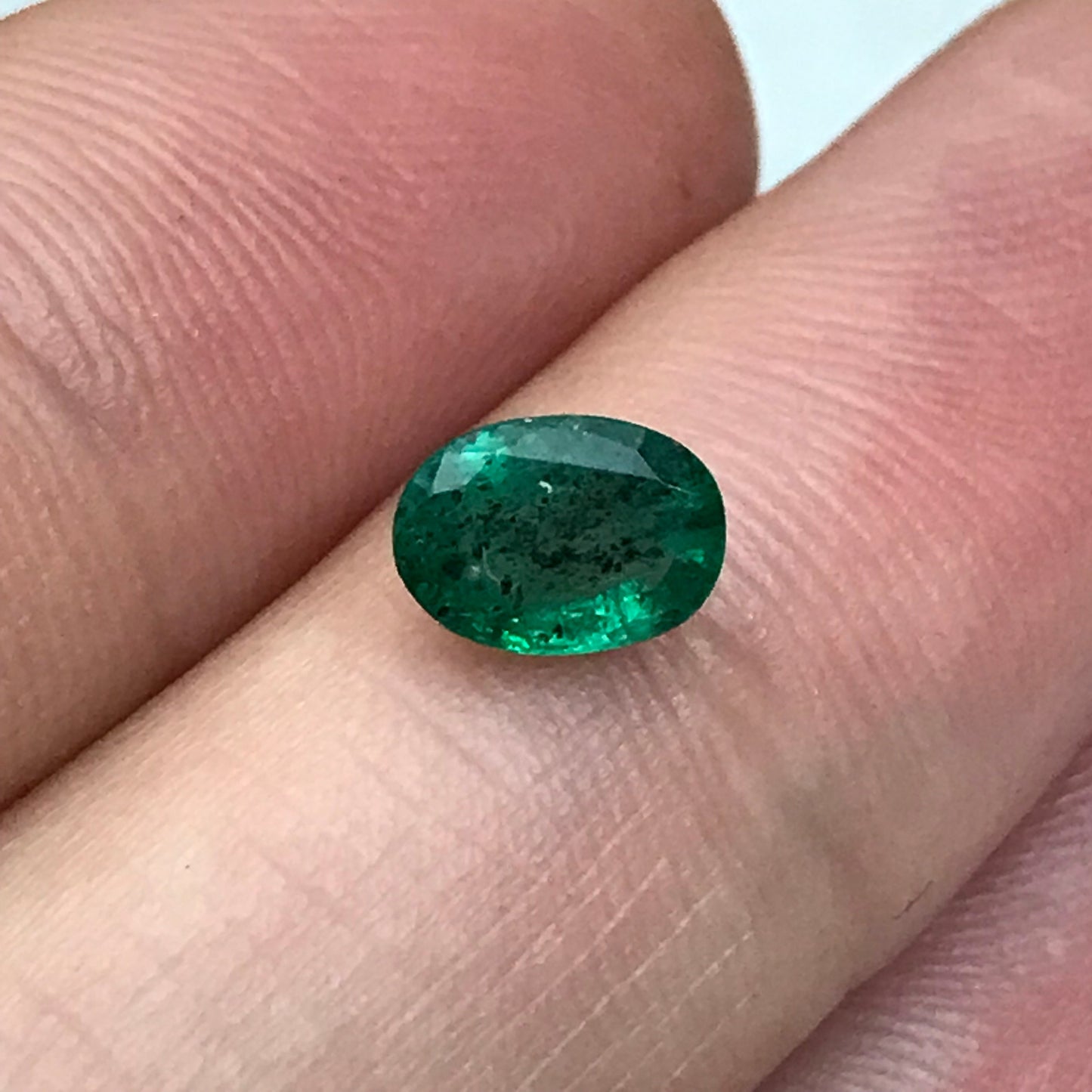 0.75 Carat Natural Green Emerald 6.9x5mm Oval Cut, Faceted Loose Gemstone