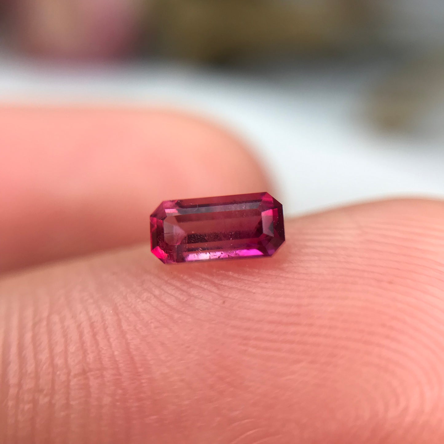 0.35 Carat Natural Red Beryl 5.75x2.8mm Emerald Cut, Utah Red Beryl, Faceted Loose Bixbite