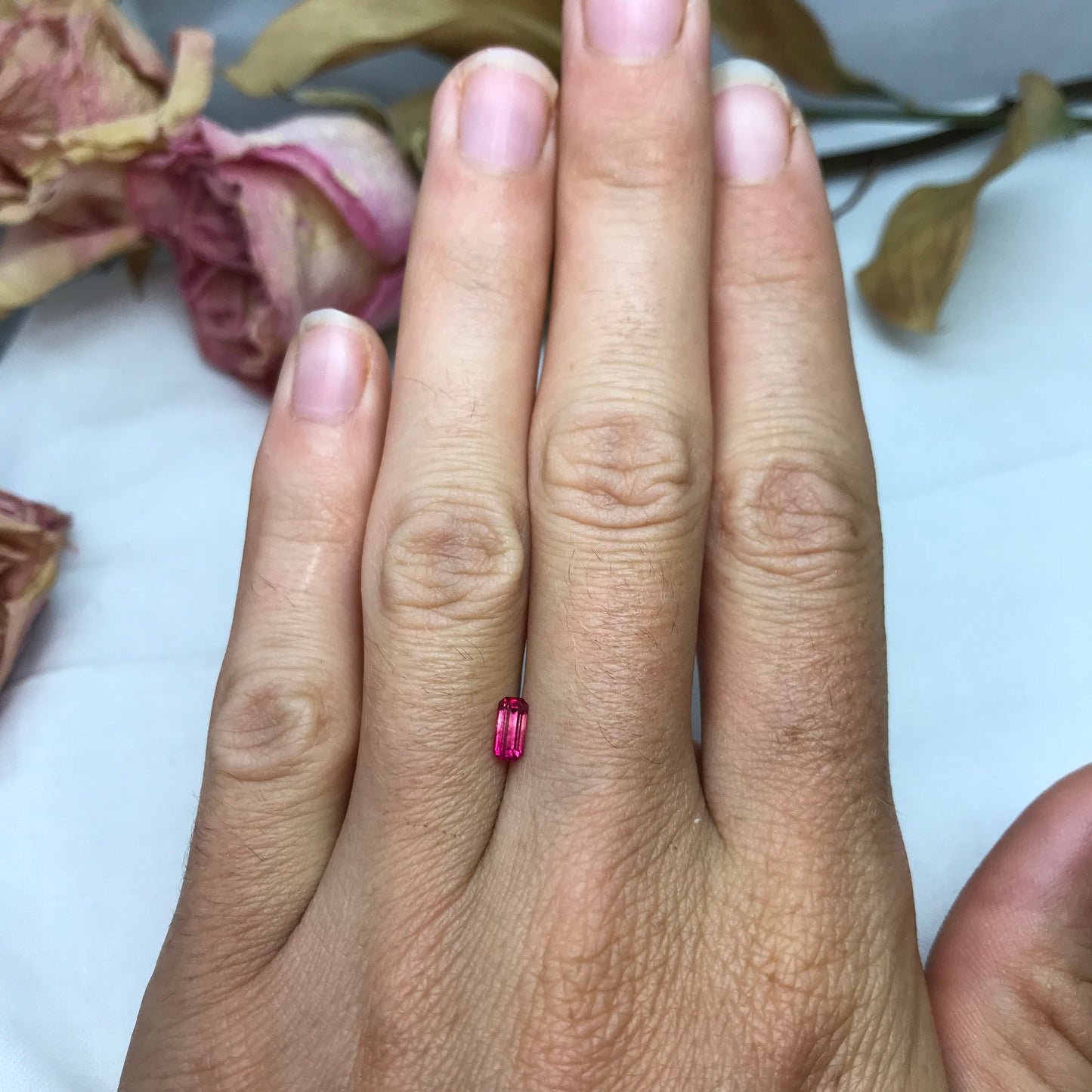 0.35 Carat Natural Red Beryl 5.75x2.8mm Emerald Cut, Utah Red Beryl, Faceted Loose Bixbite