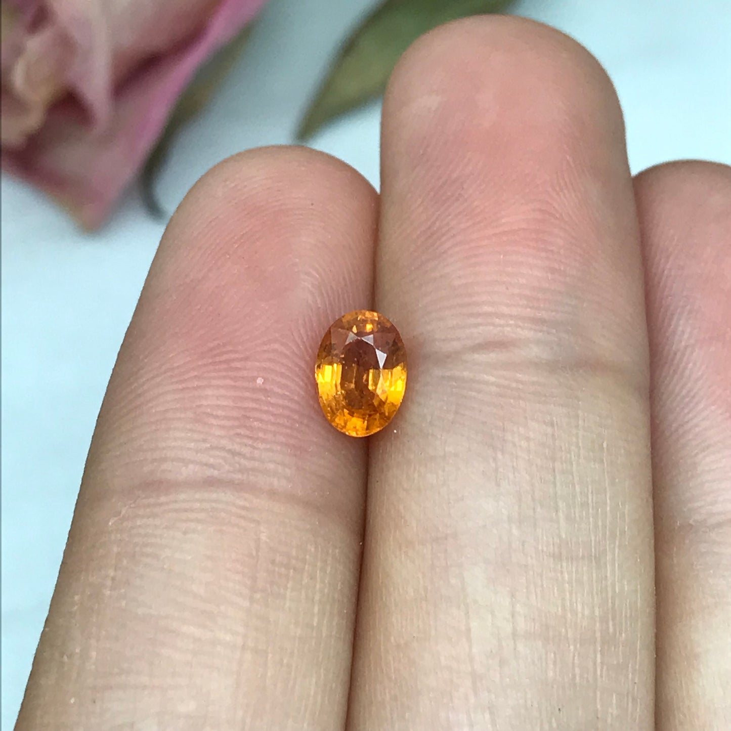 1 Carat Spessartite Garnet 6.8x4.95mm Oval Cut, Faceted Loose Orange Garnet