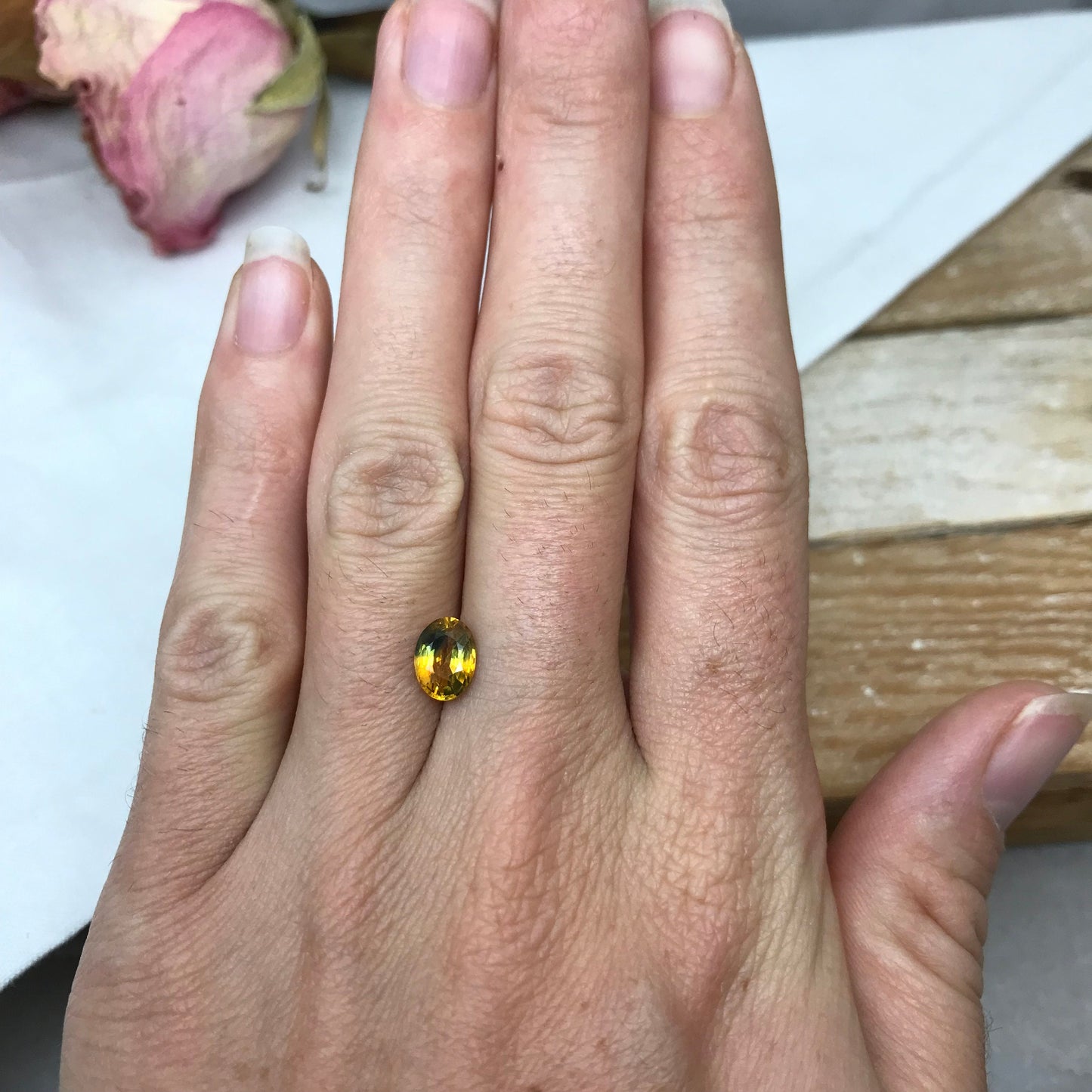 1.51 Carat Heated Yellow Orange Sapphire 7.91x5.82mm Oval Cut, Faceted Loose Gemstone, Australian Sapphire