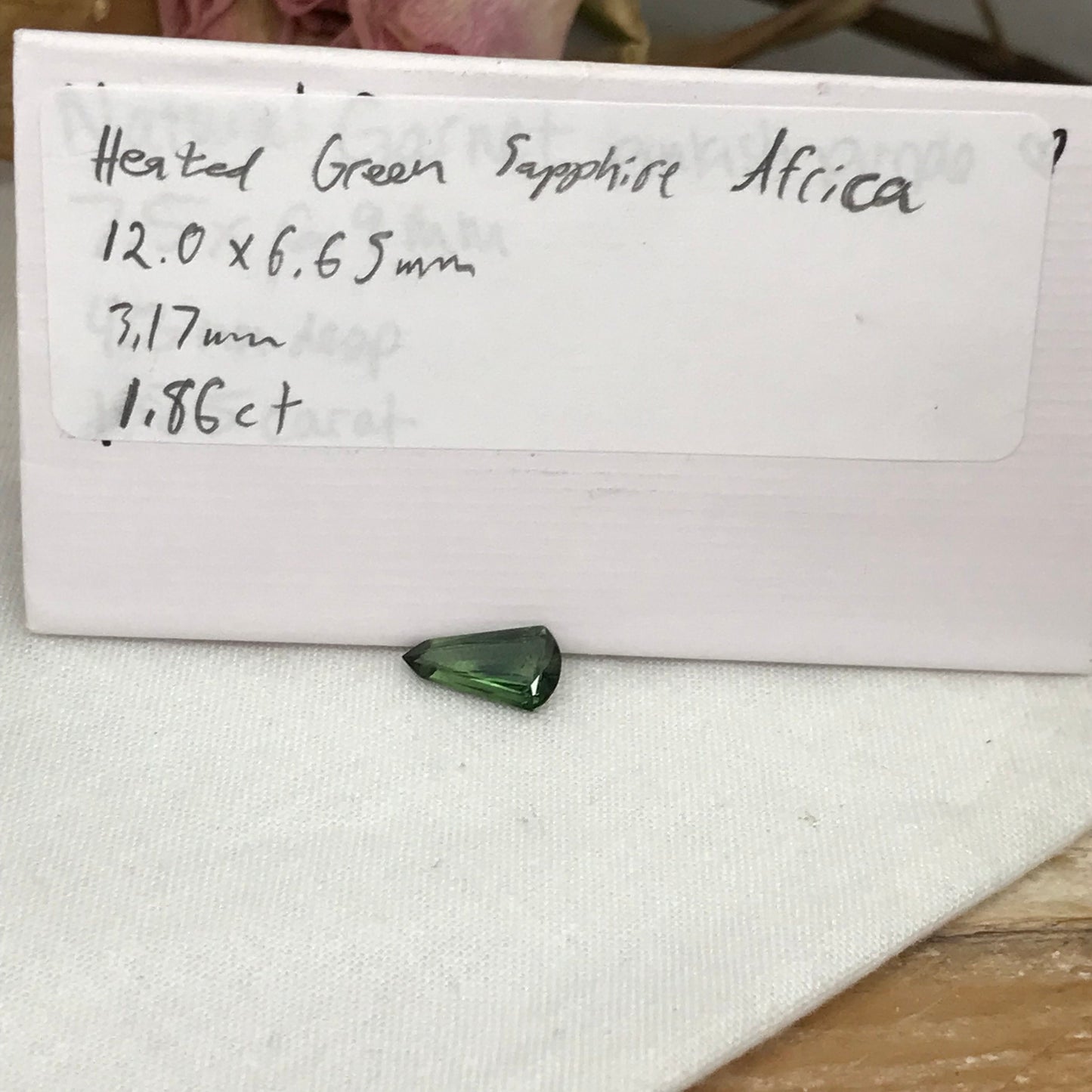 1.86 Carat Green Sapphire 12.0x6.65mm Fancy Cut, Faceted Loose Heated Sapphire, Africa
